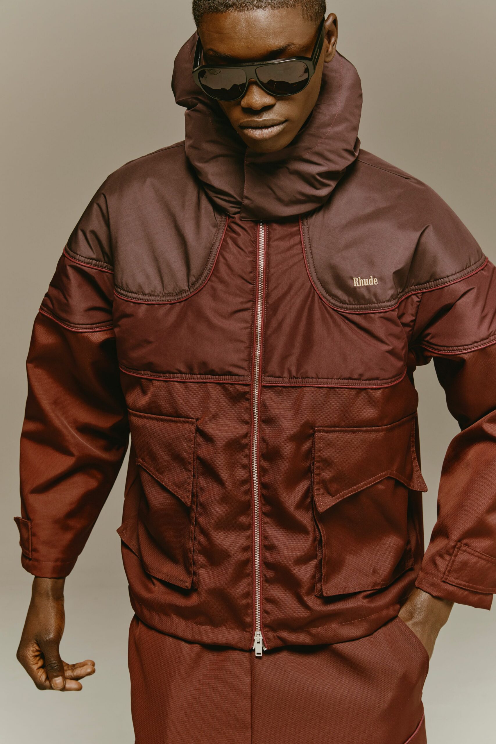 brown relaxed jacket and pants