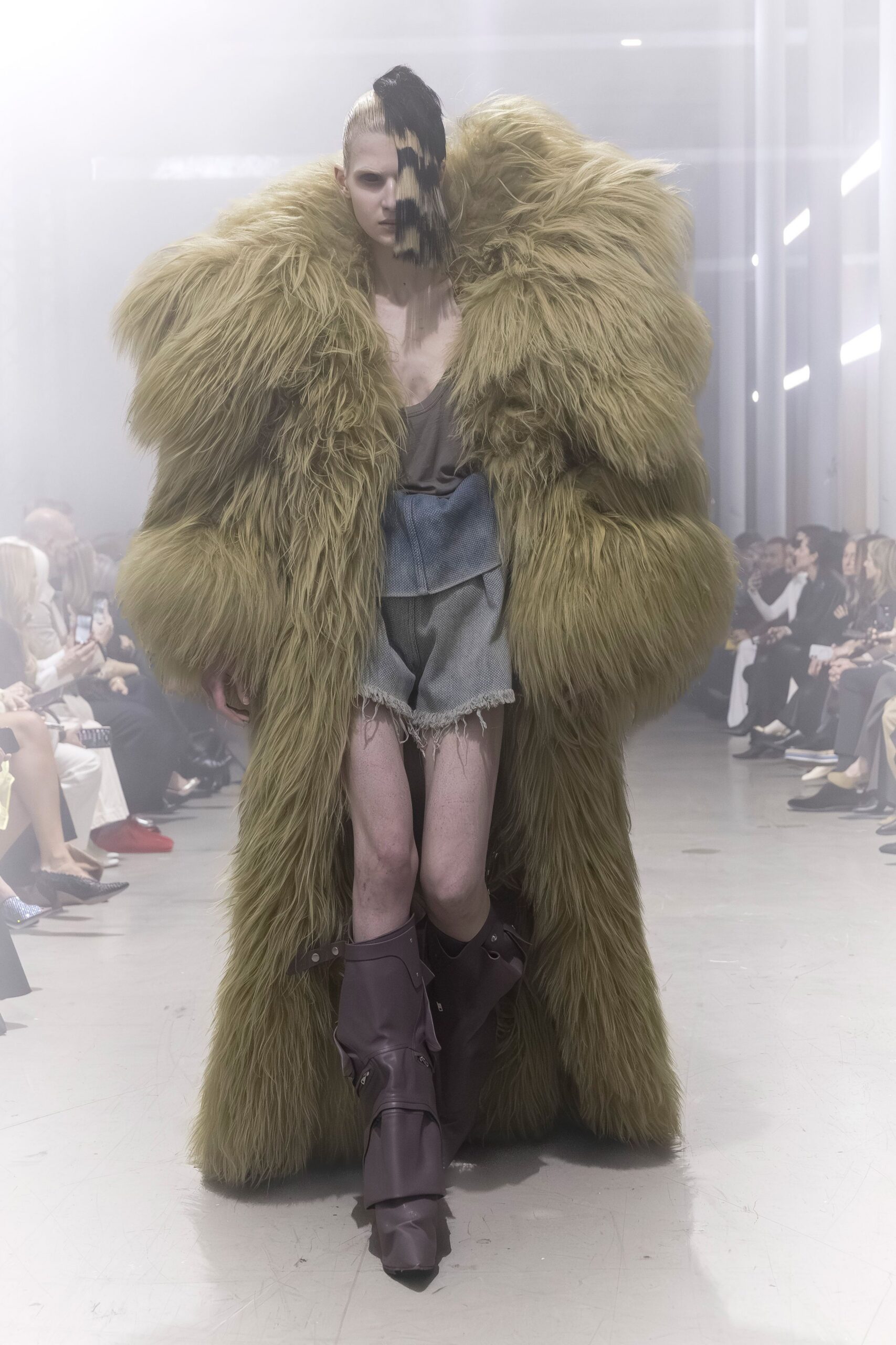 green fur oversized coat