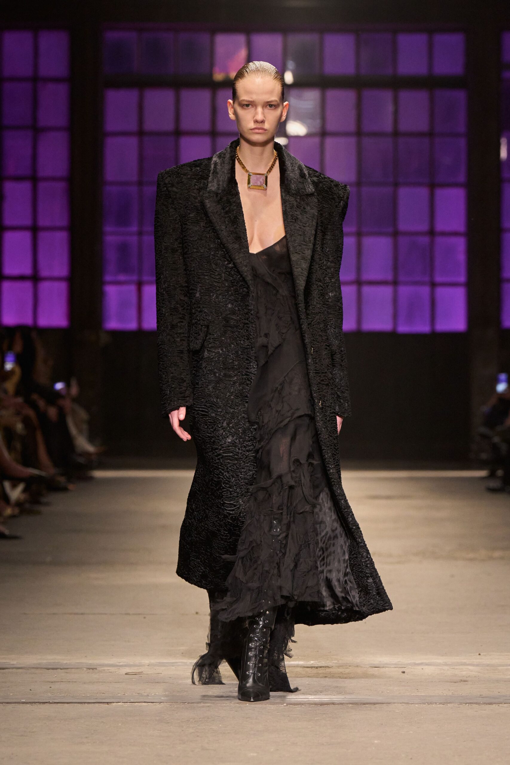 black silk sleeveless v-neck fitted ruffled layered dress
