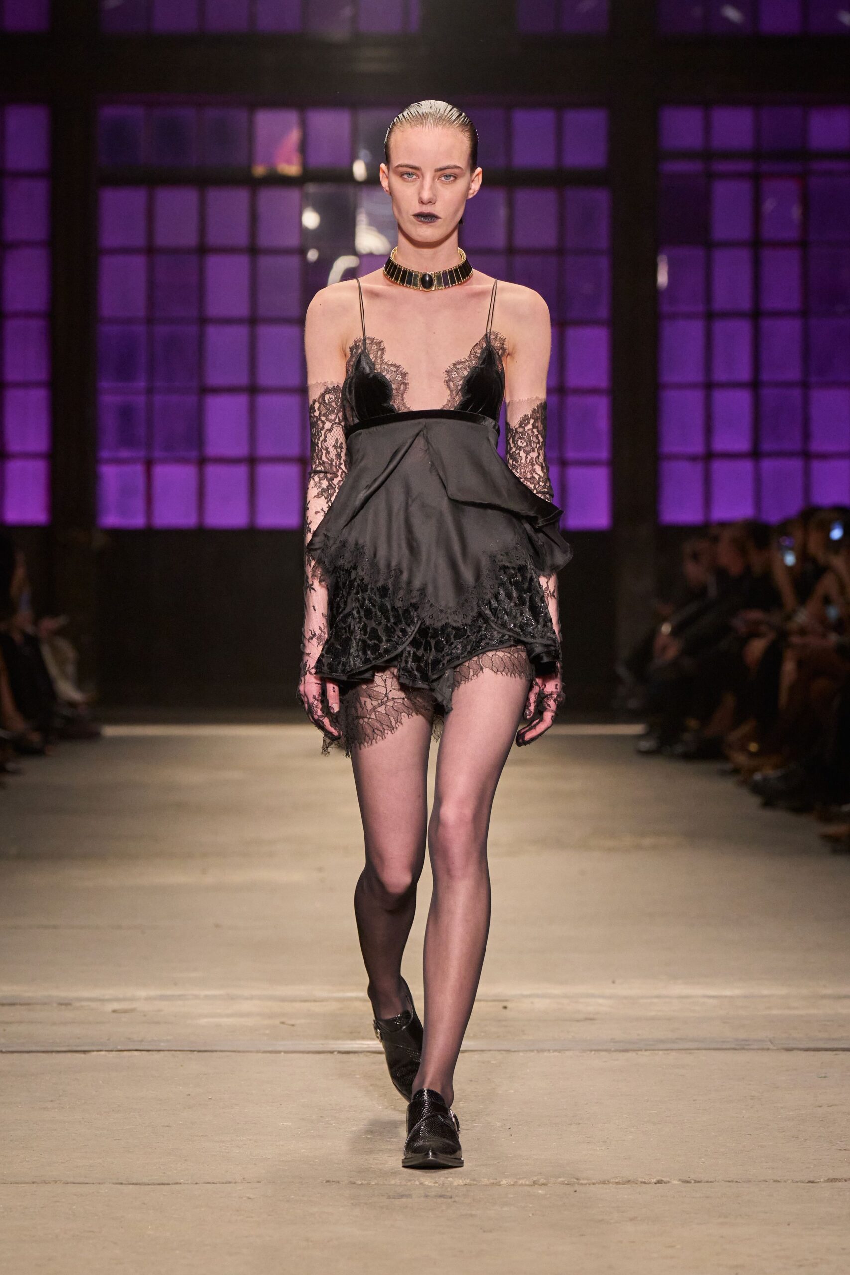 black silk sleeveless v-neck fitted ruffled layered dress