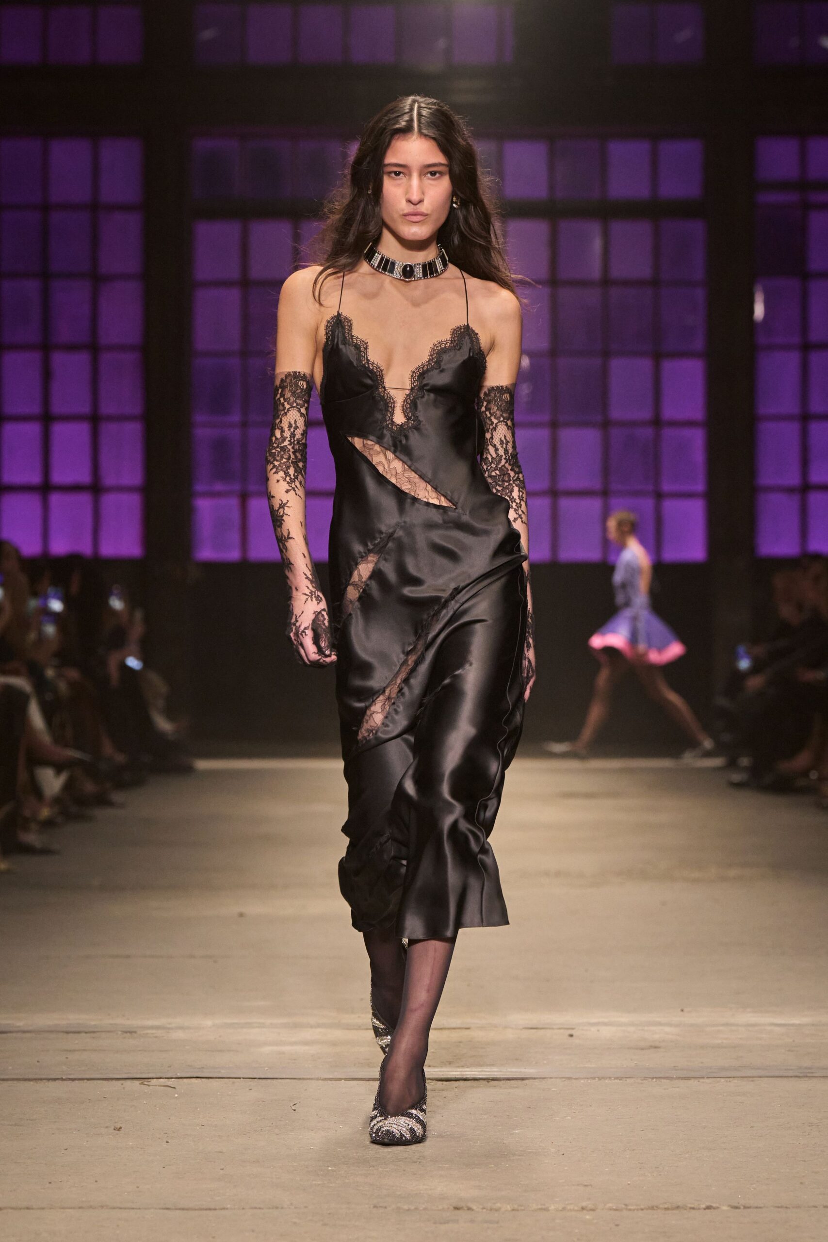 black silk sleeveless v-neck fitted ruched layered dress