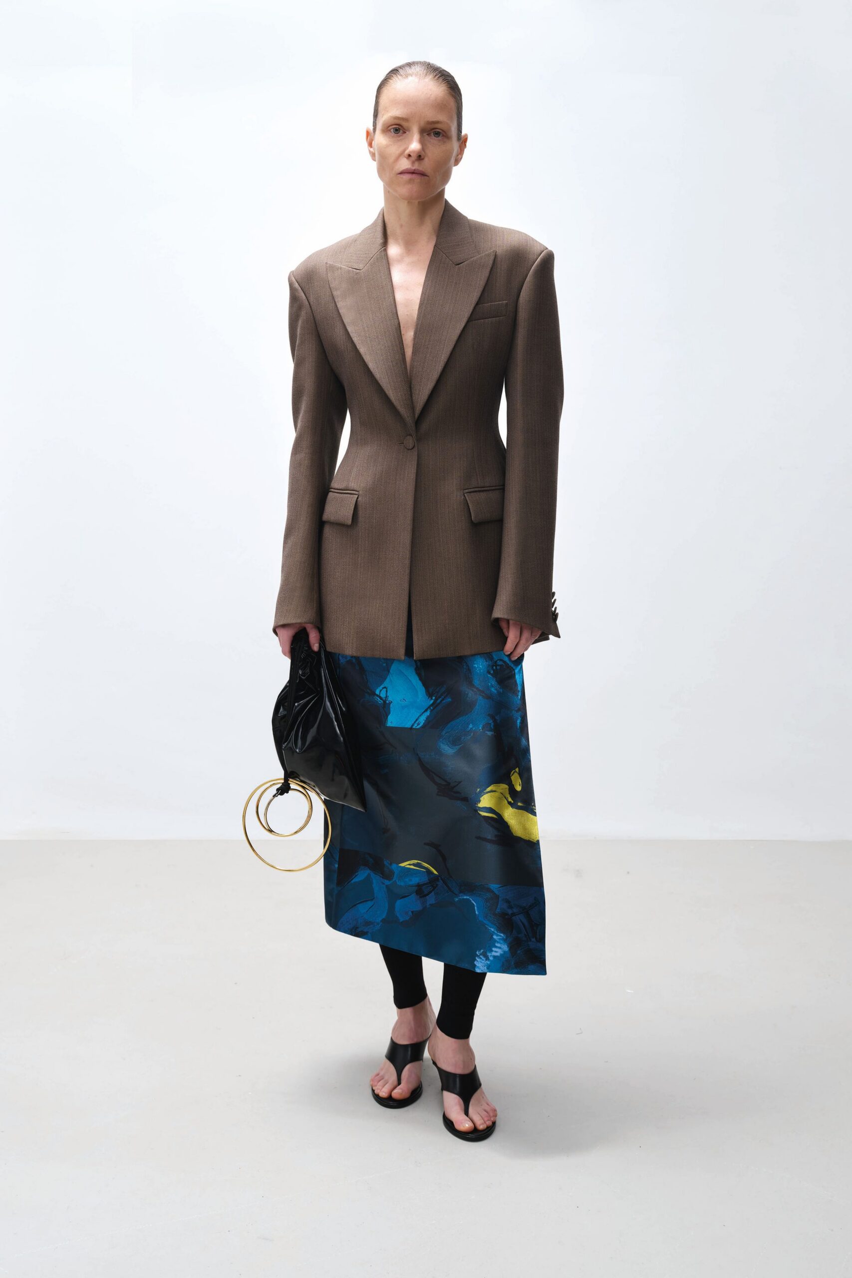 brown wool long-sleeve collared tailored buttoned blazer