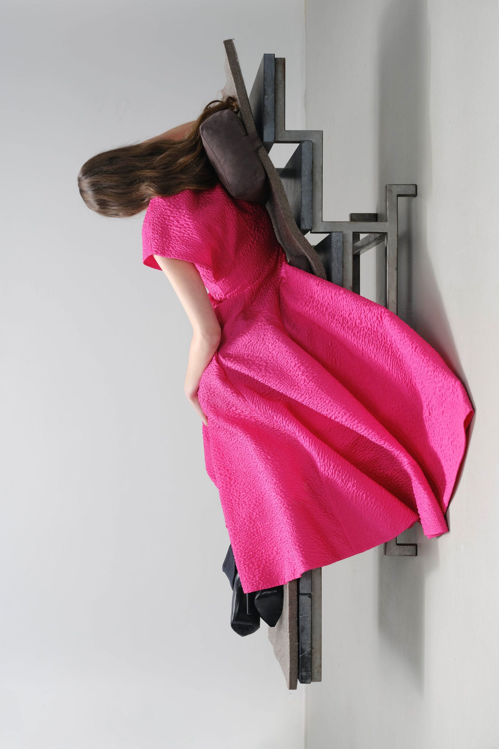 fitted pink silk maxi dress