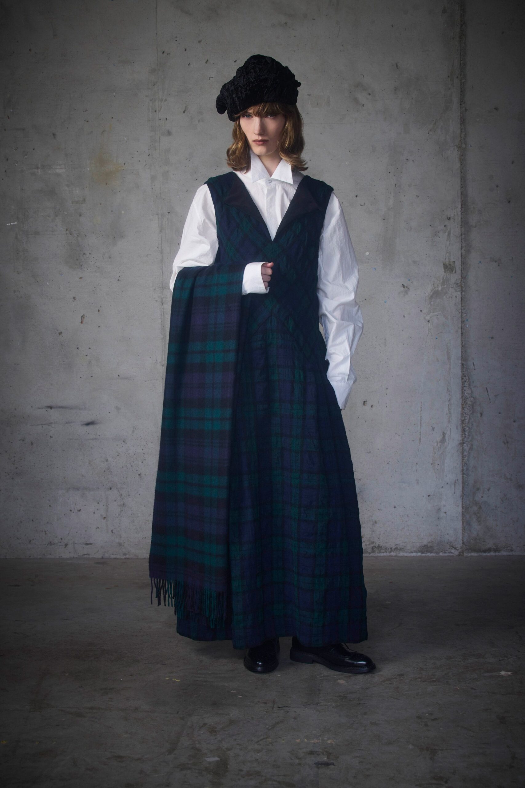 green cotton sleeveless v-neck relaxed layered pleated dress