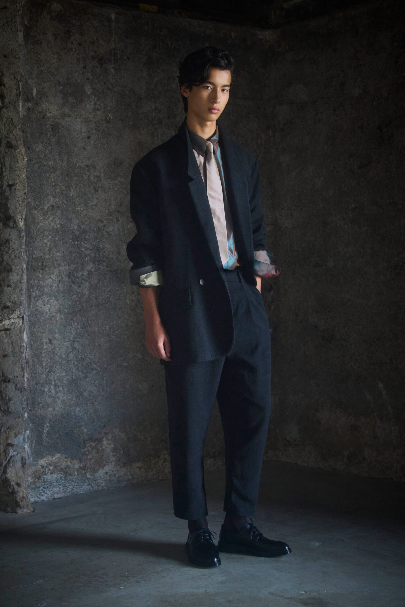 black oversized blazer with fitted shirt