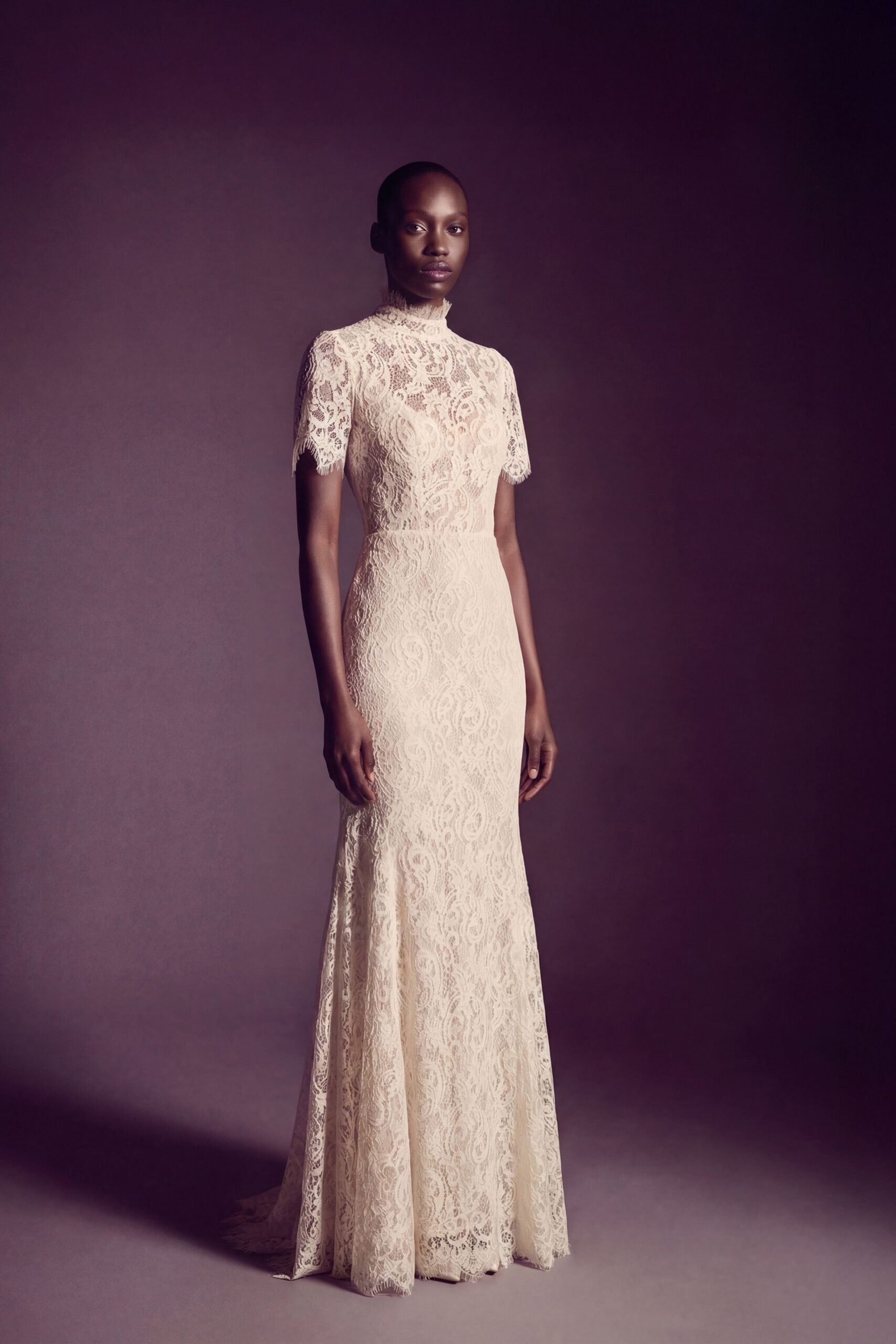 ivory lace fitted gown