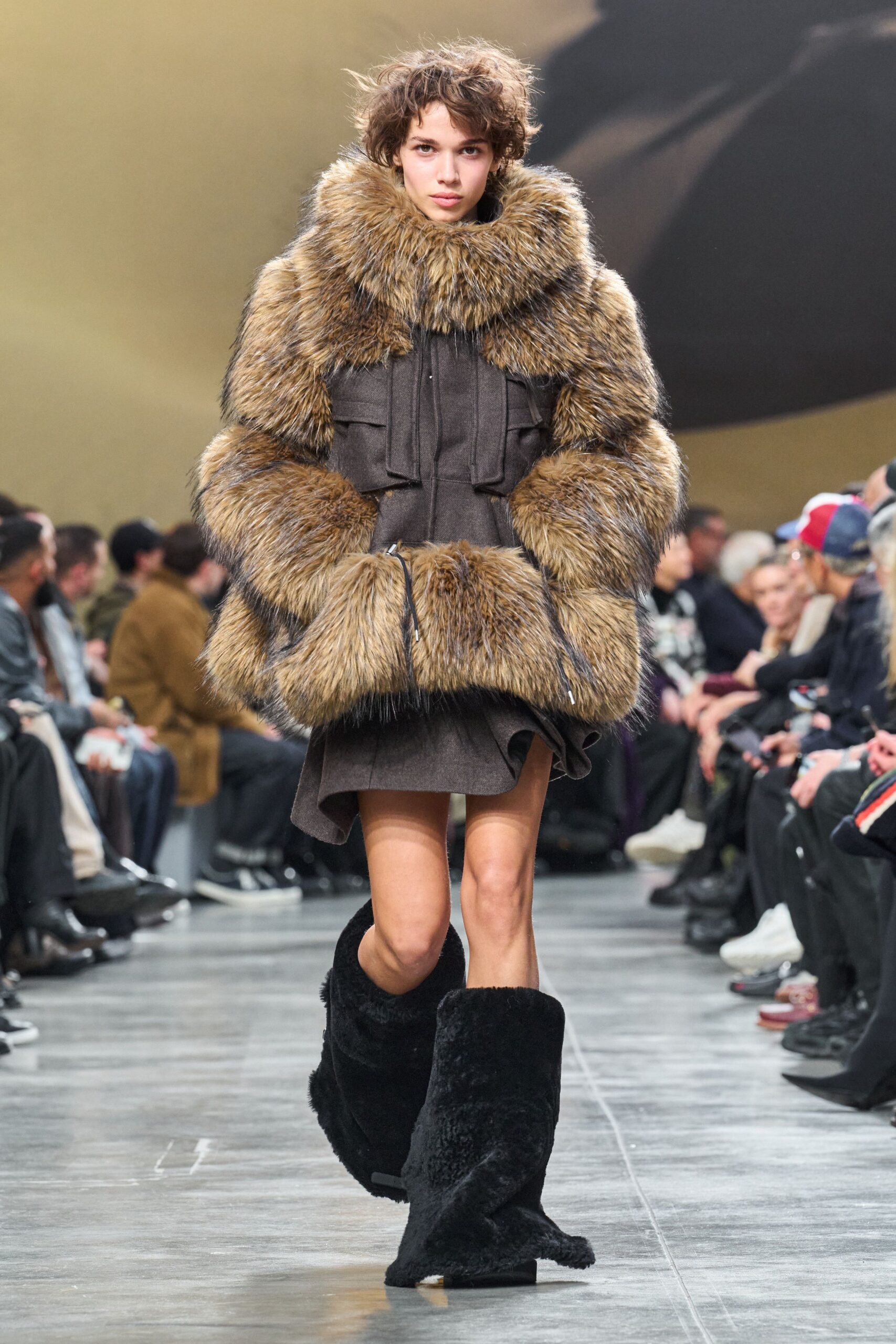 brown fur oversized coat