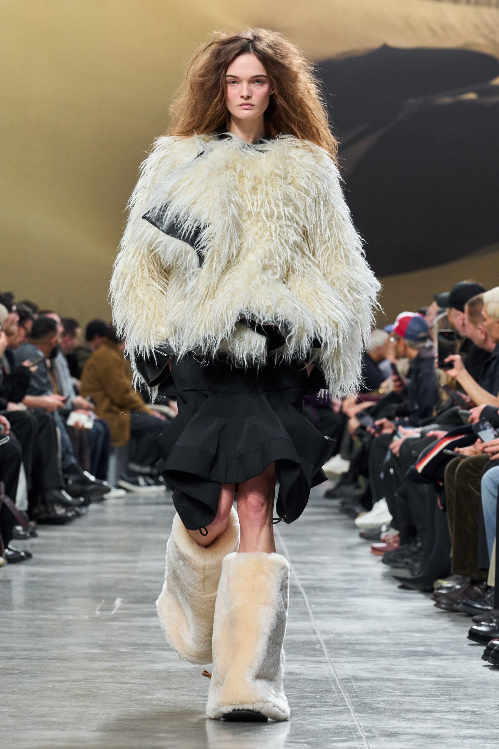 white fur oversized coat