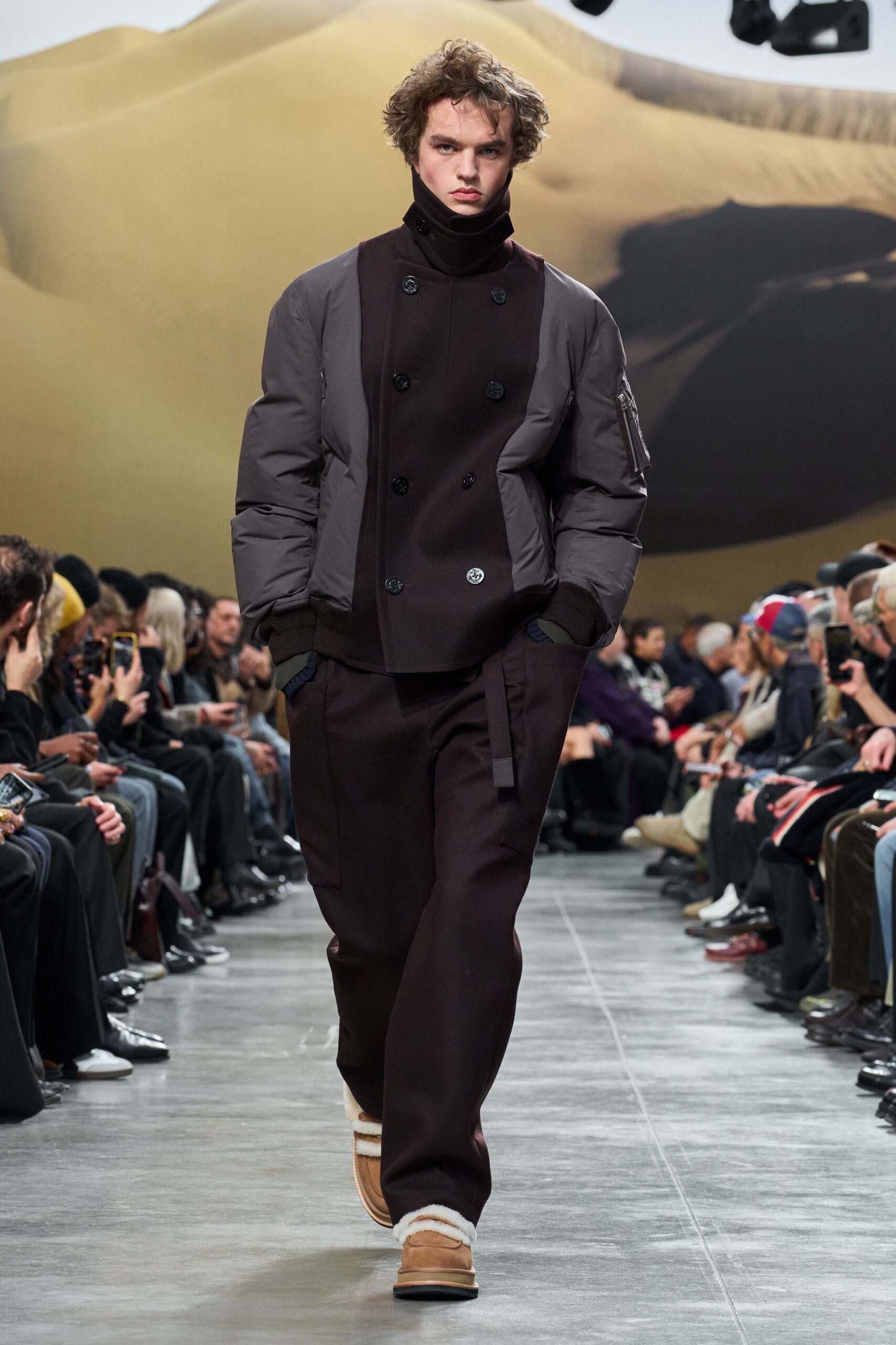 gray relaxed jacket with black pants