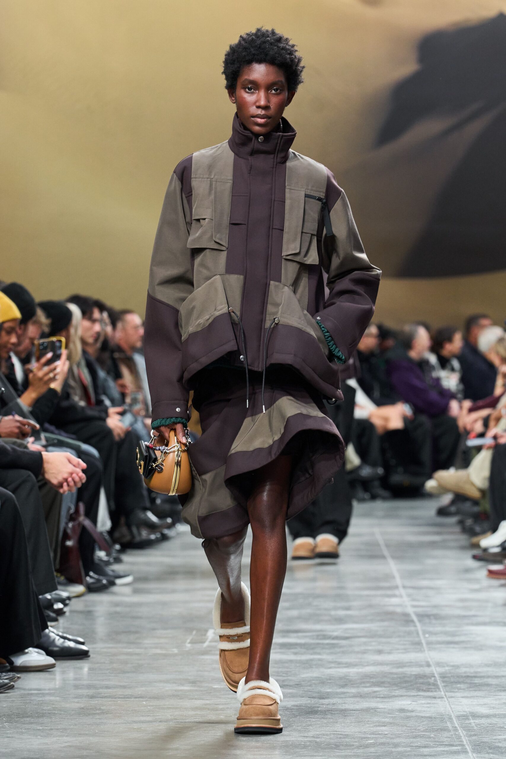 brown gray relaxed coat with pockets