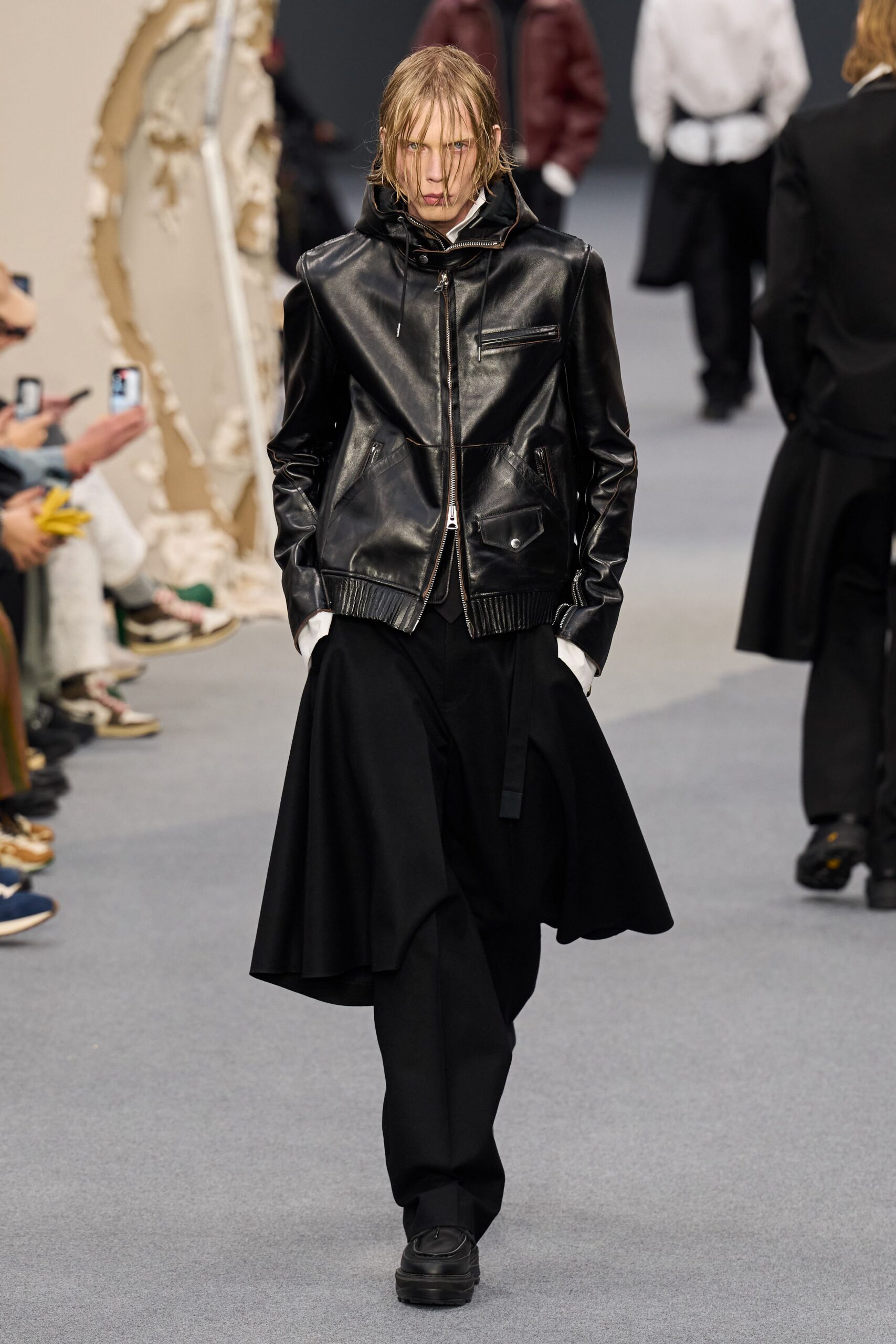 black leather jacket and pants