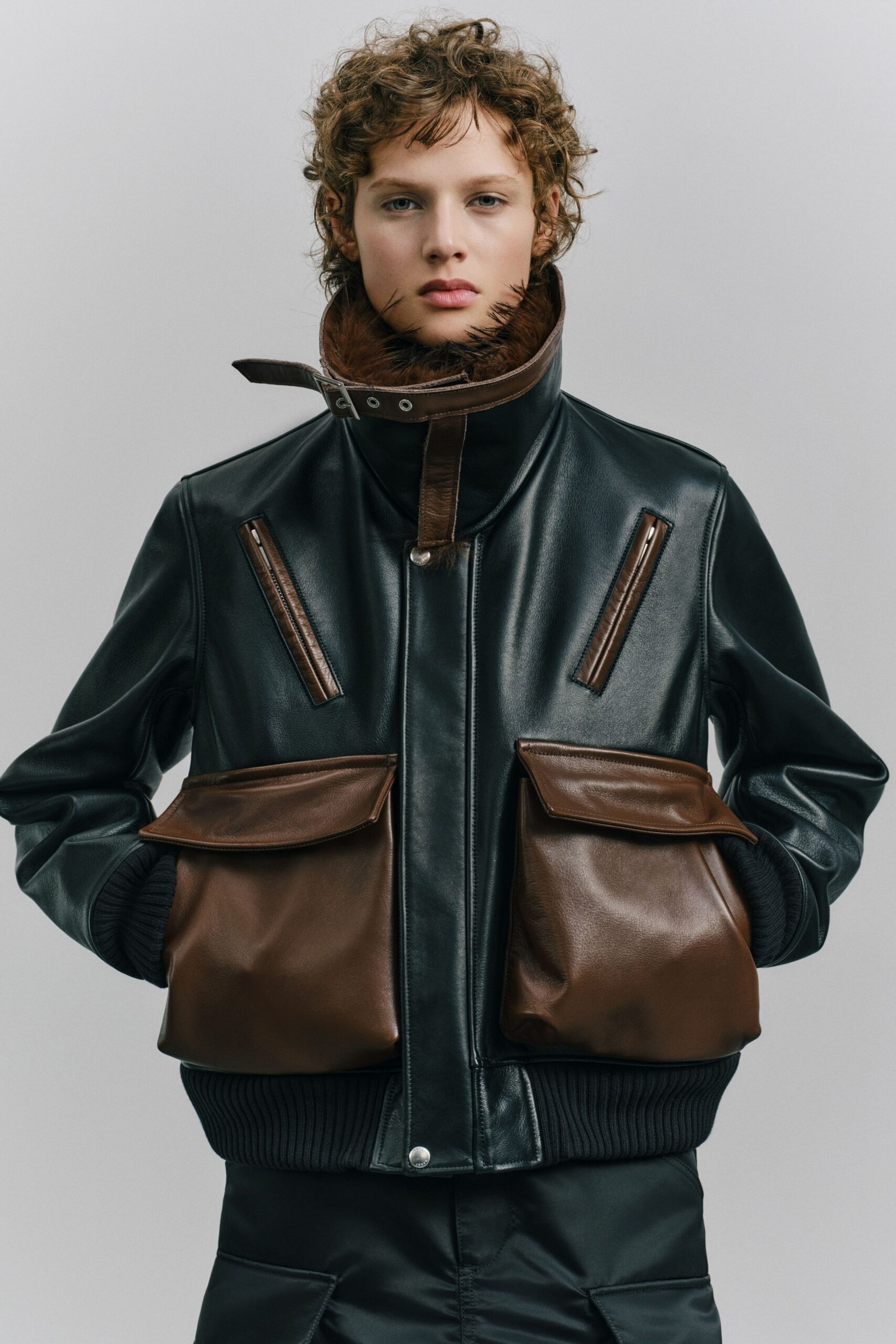 black leather fitted jacket
