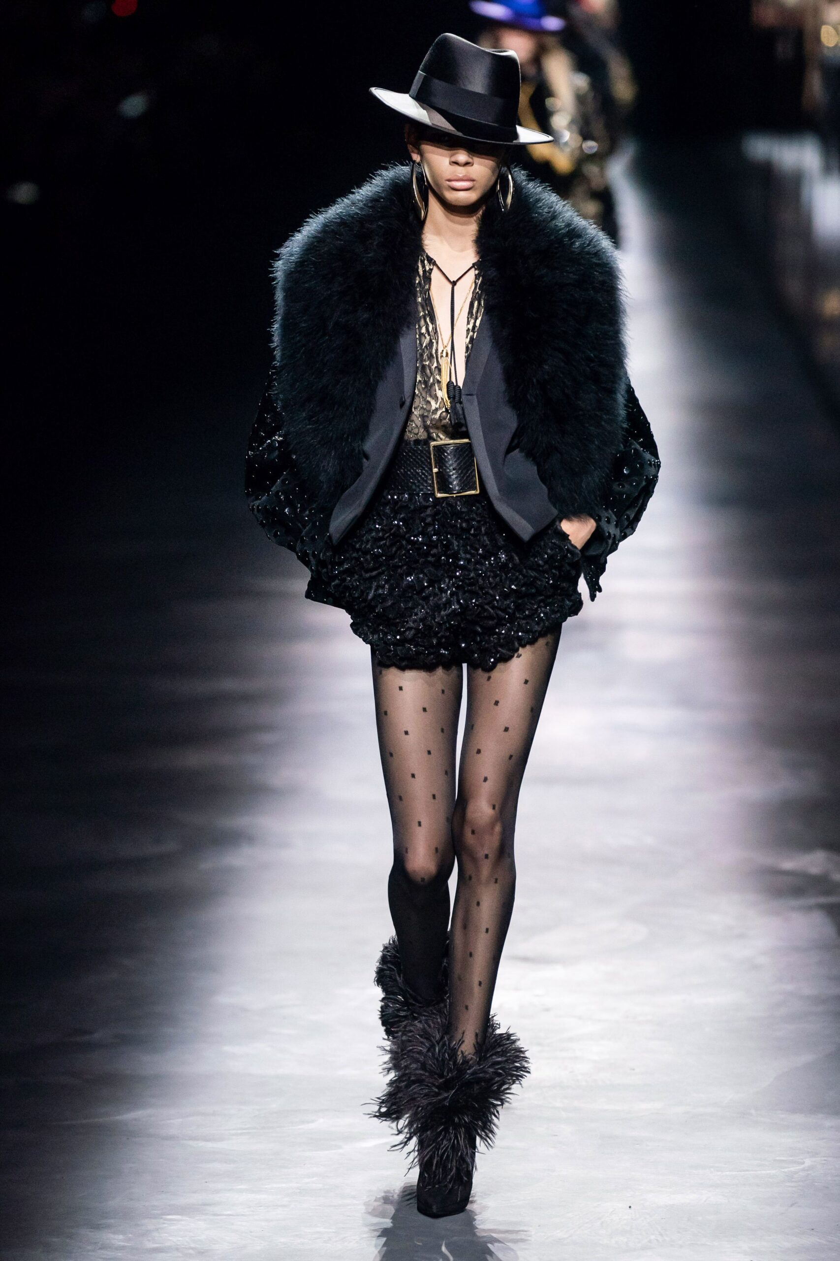 black fur fitted shoes