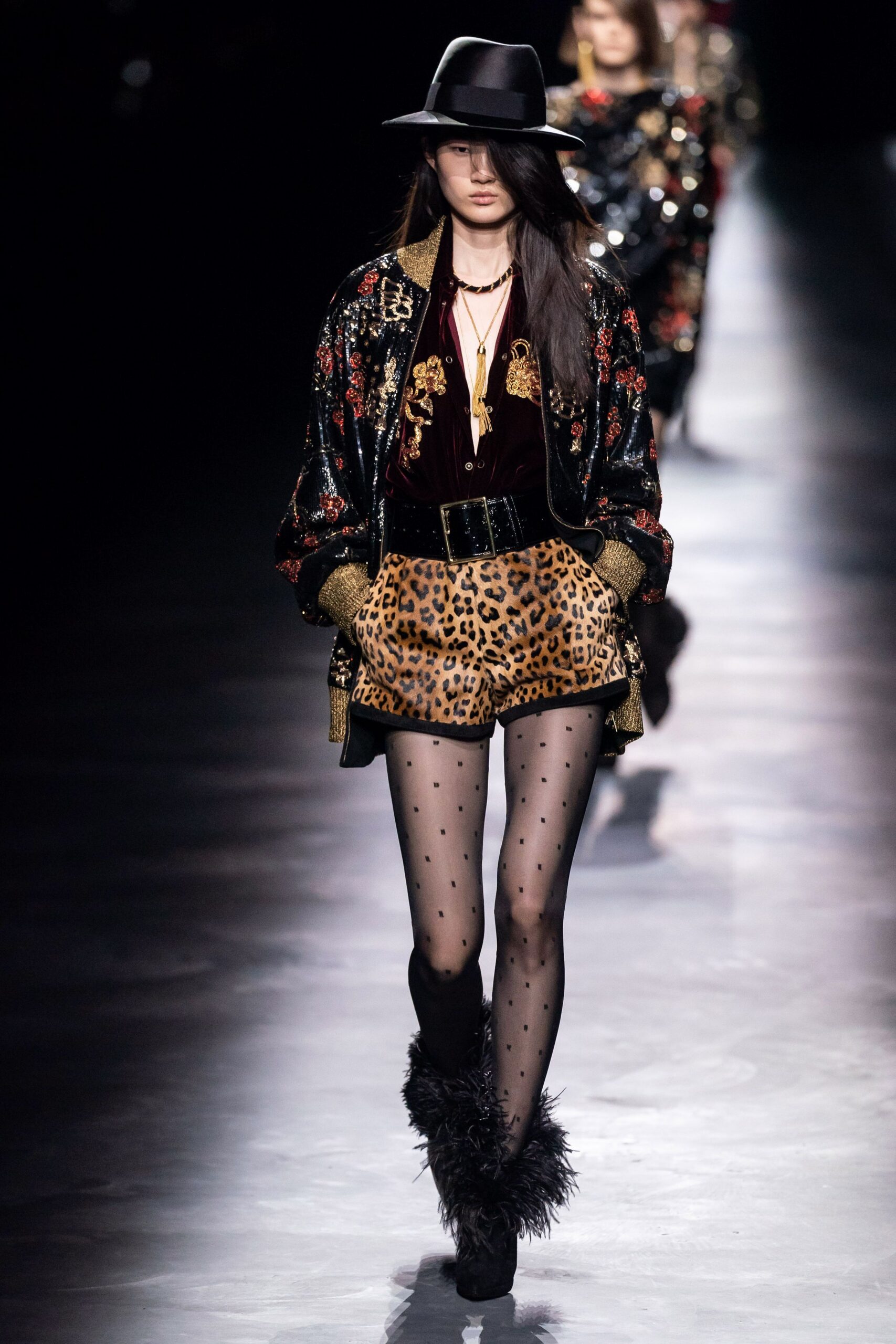 black velvet long-sleeve relaxed embroidered jacket