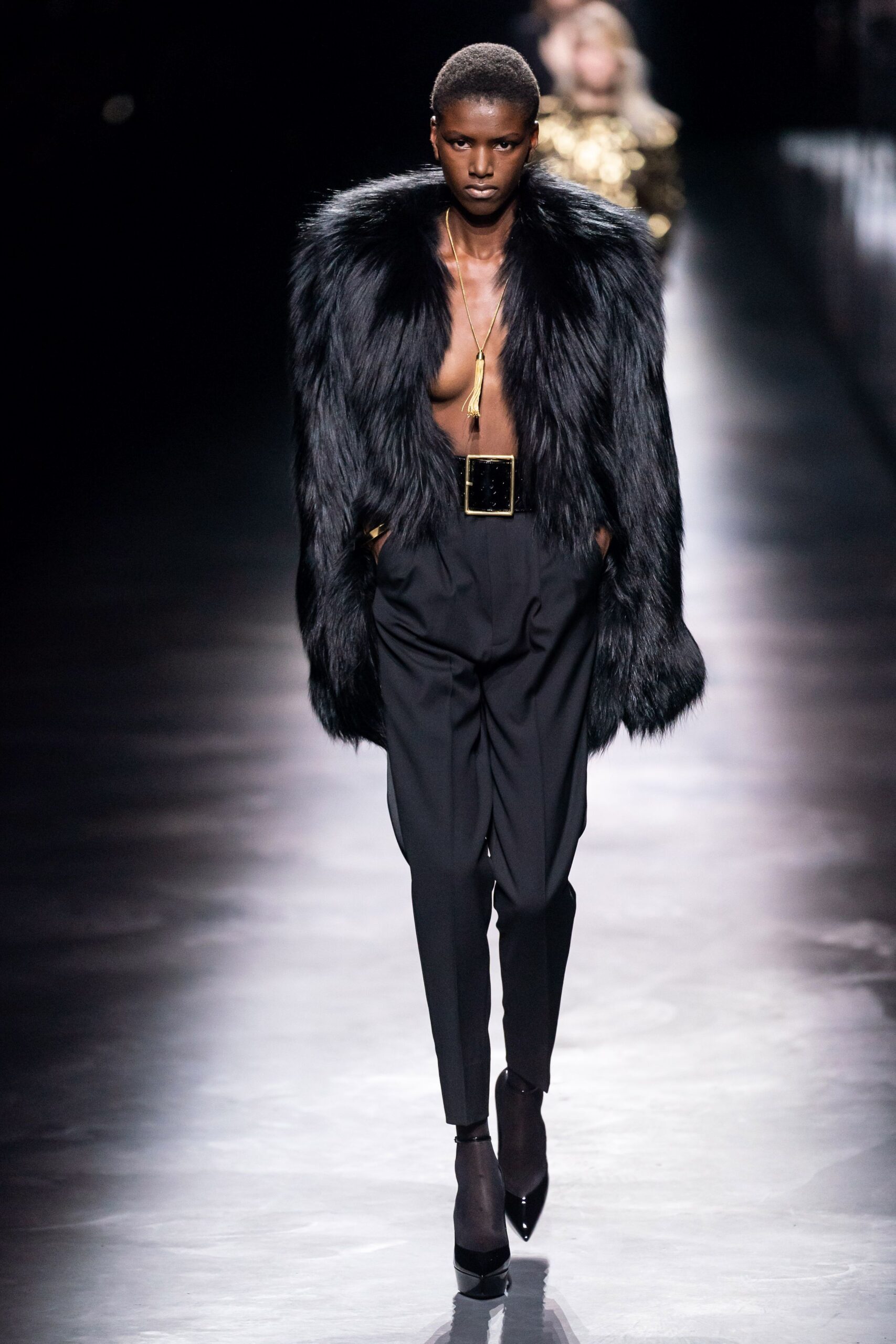 black wool tailored pleated pants