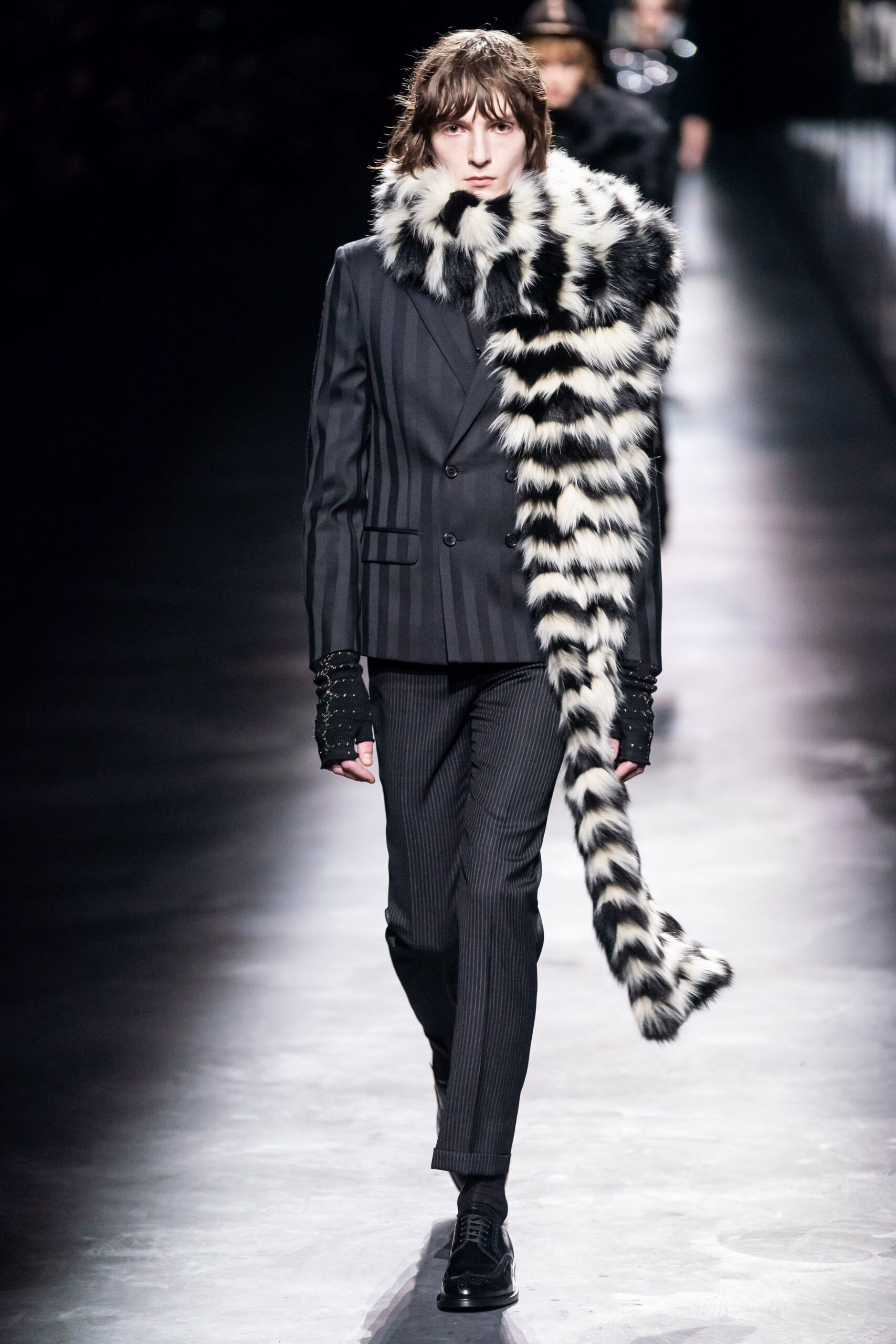 black fur fringed scarf