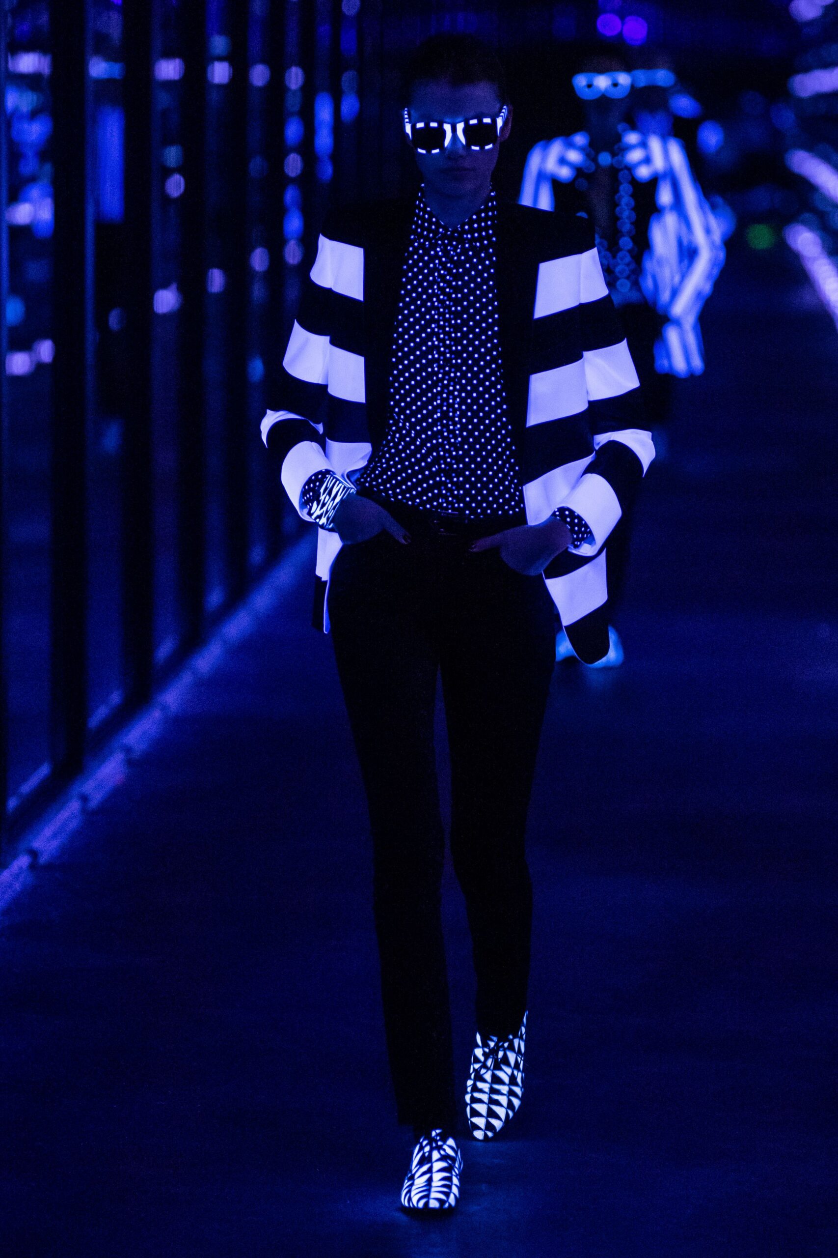 black striped shoes