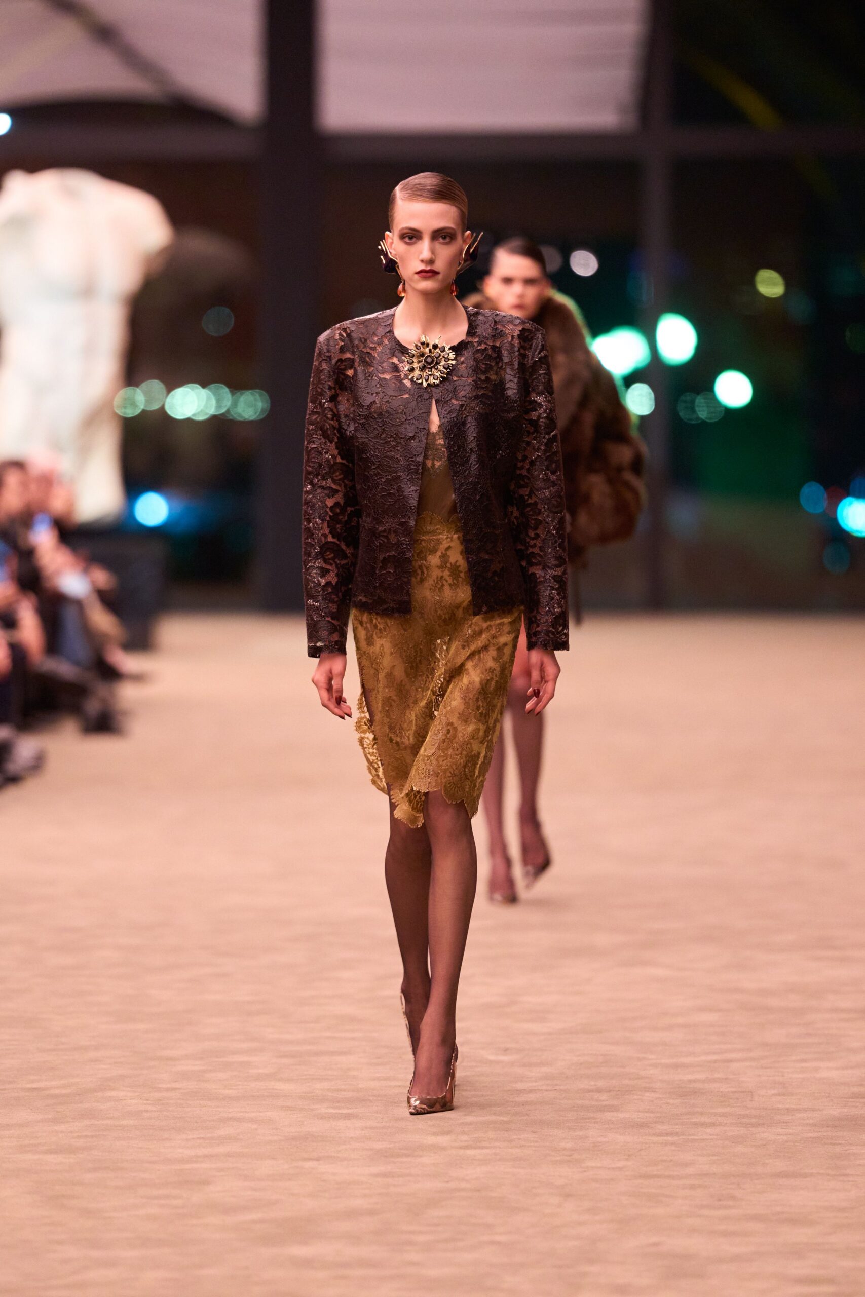brown velvet long-sleeve collared structured embroidered jacket