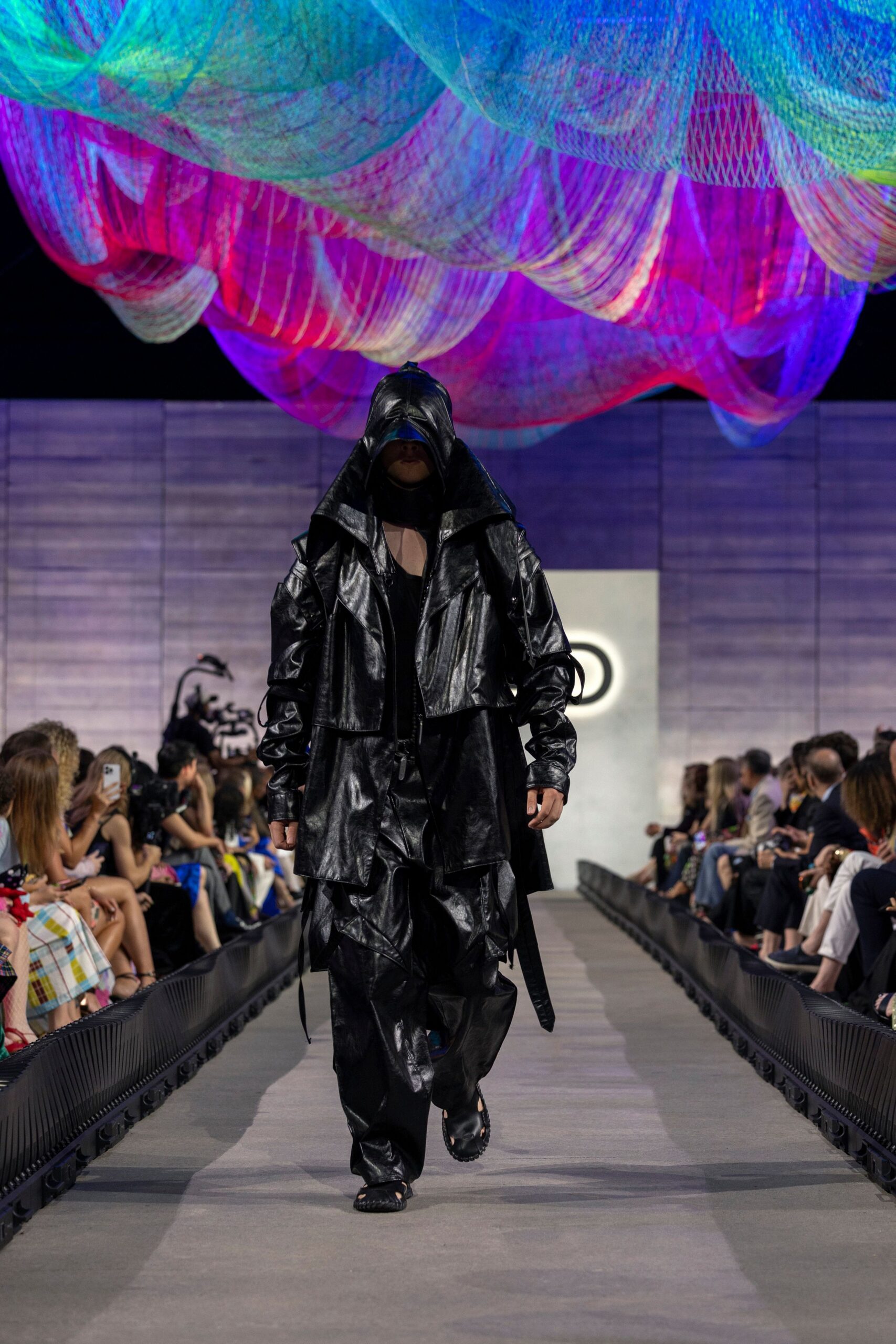 black leather coat and pants