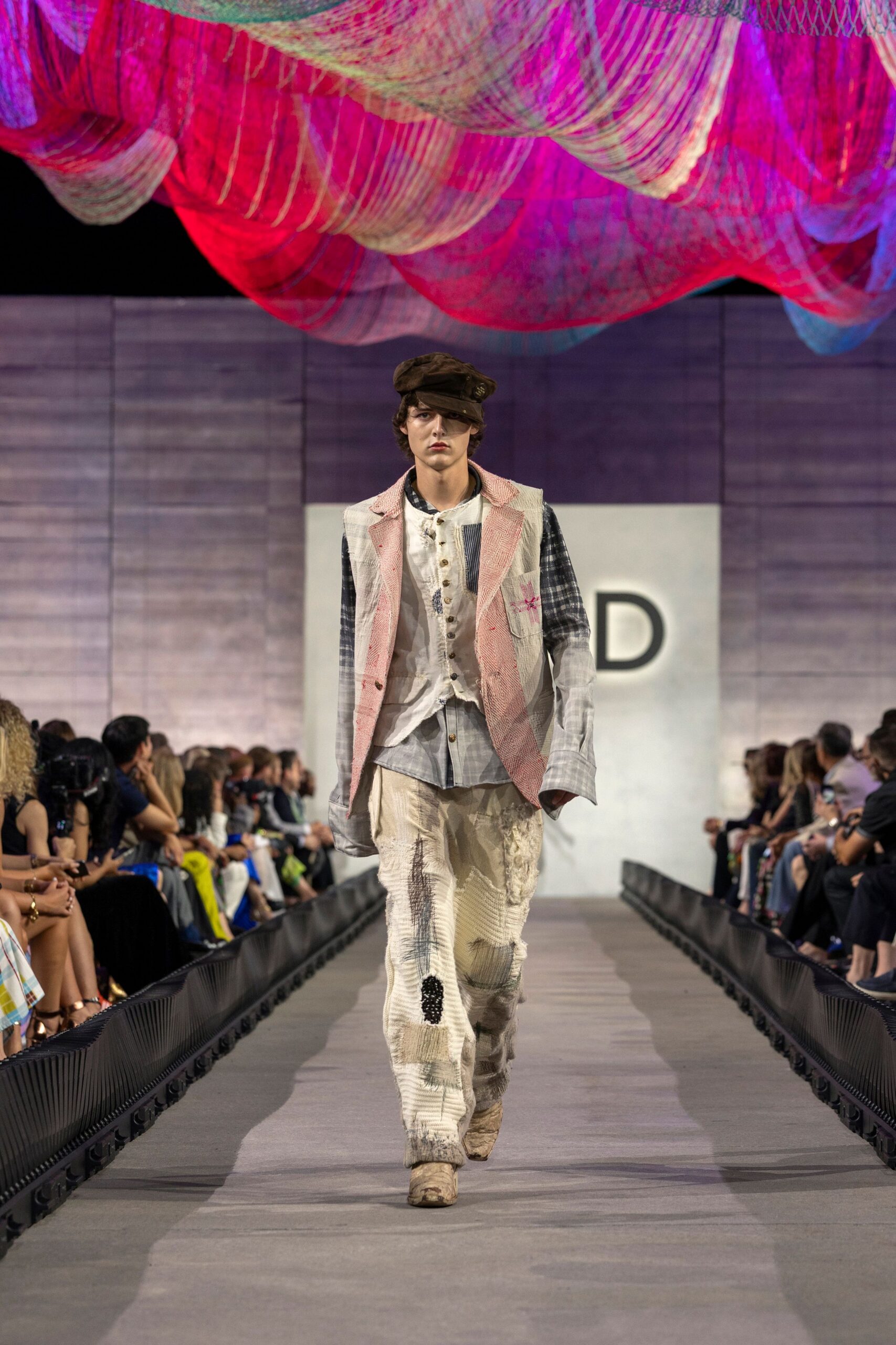 relaxed patchwork suit with hat