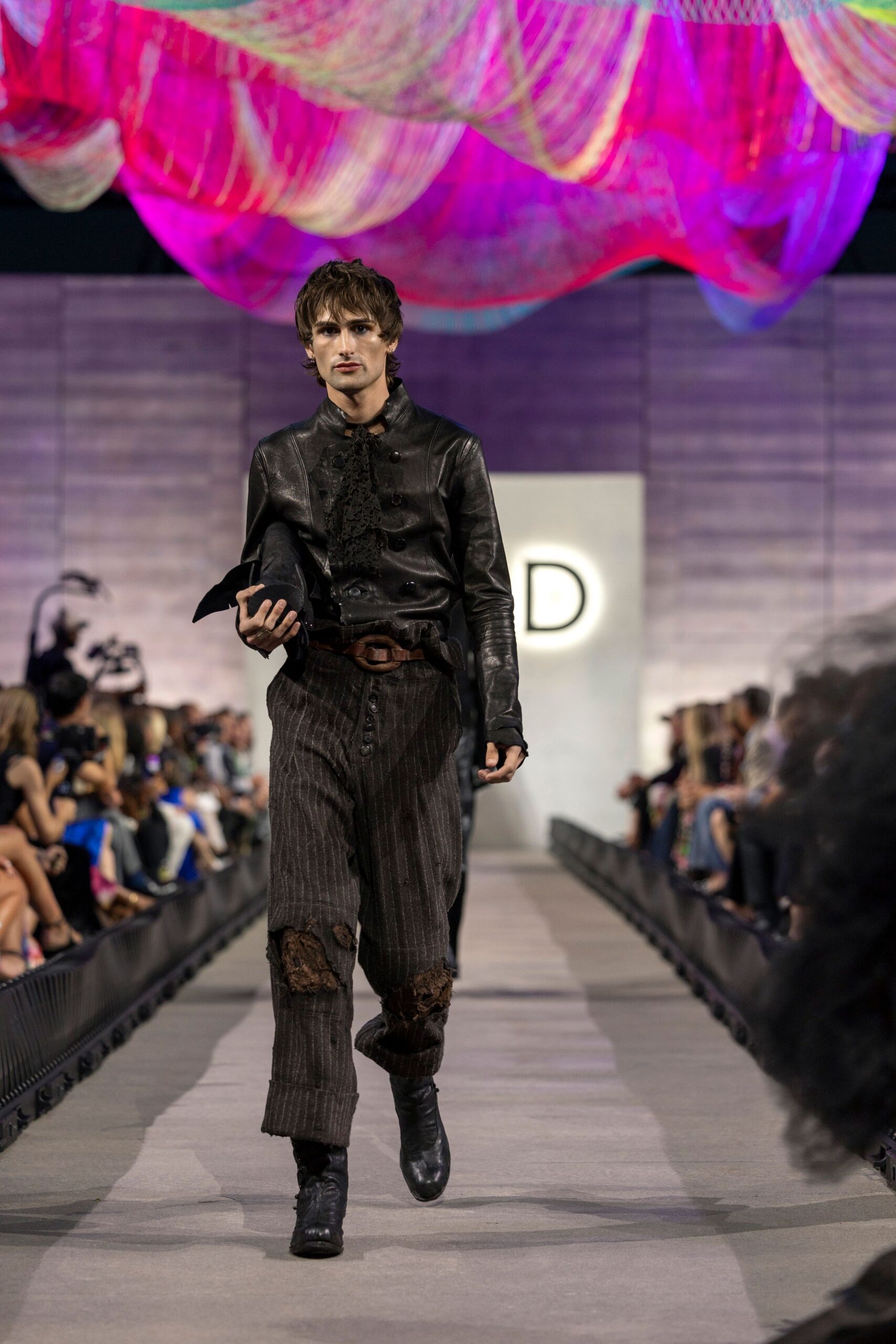 black leather jacket and pants