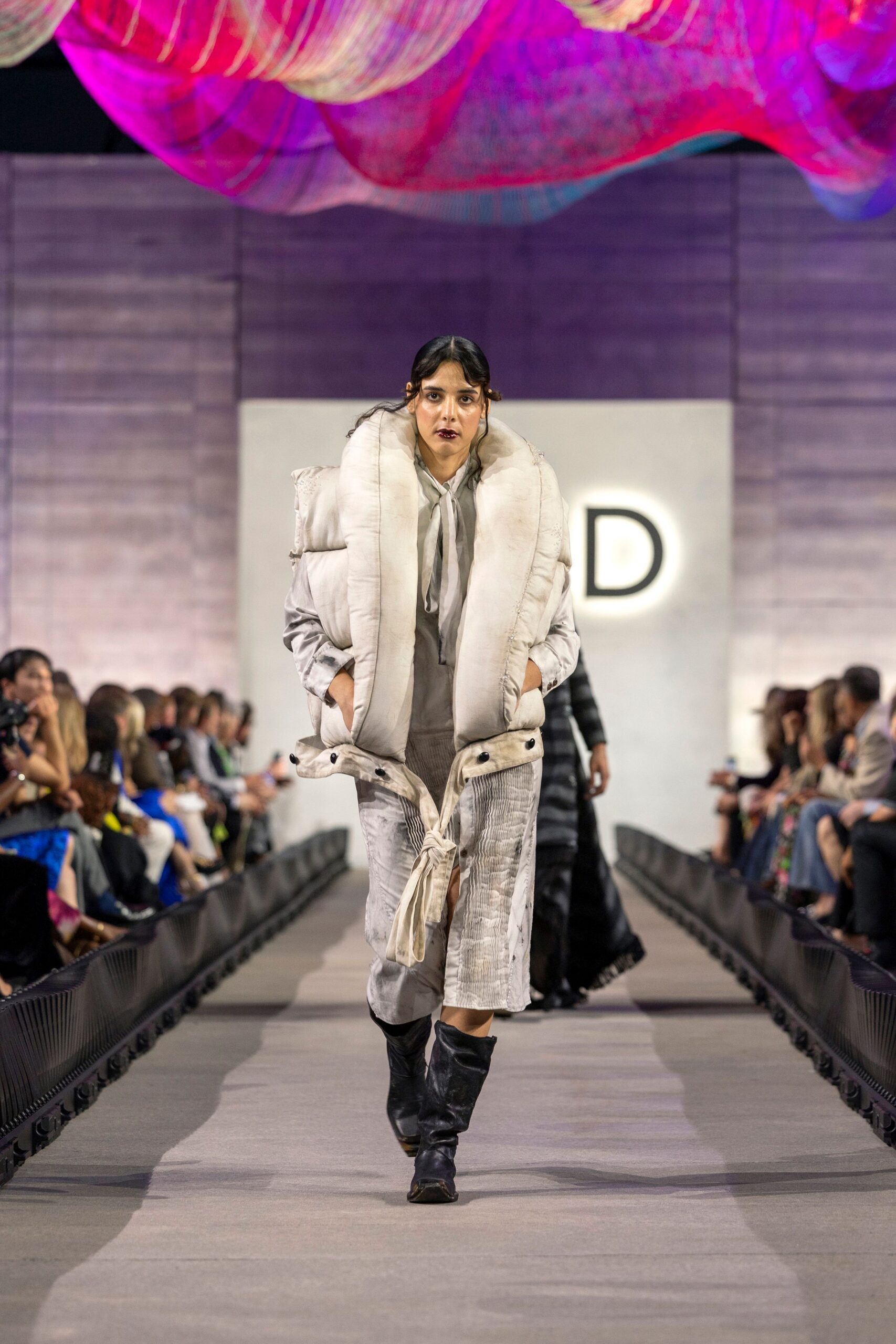 white fur oversized padded coat