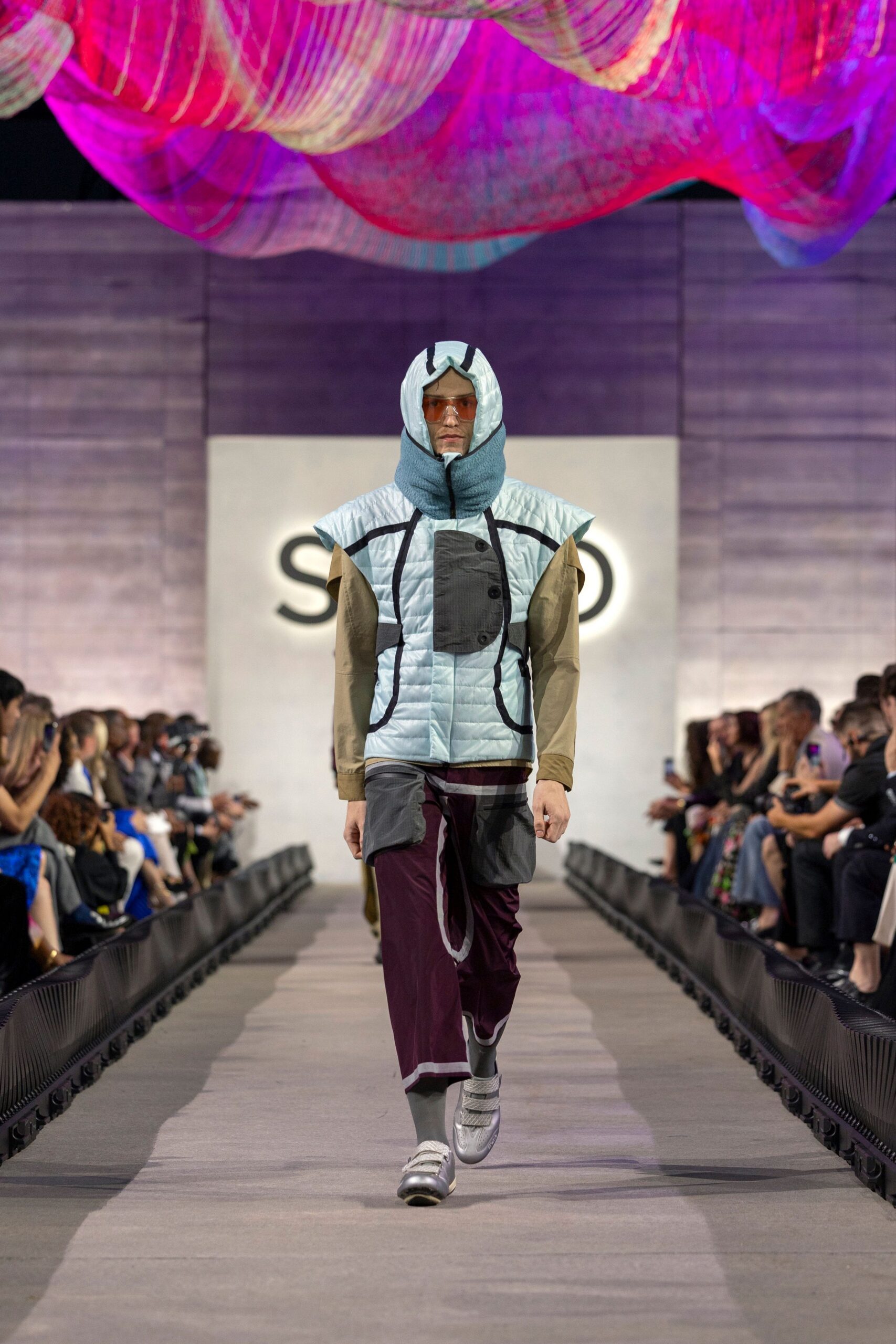blue jersey hooded long-sleeve relaxed zippered jacket
