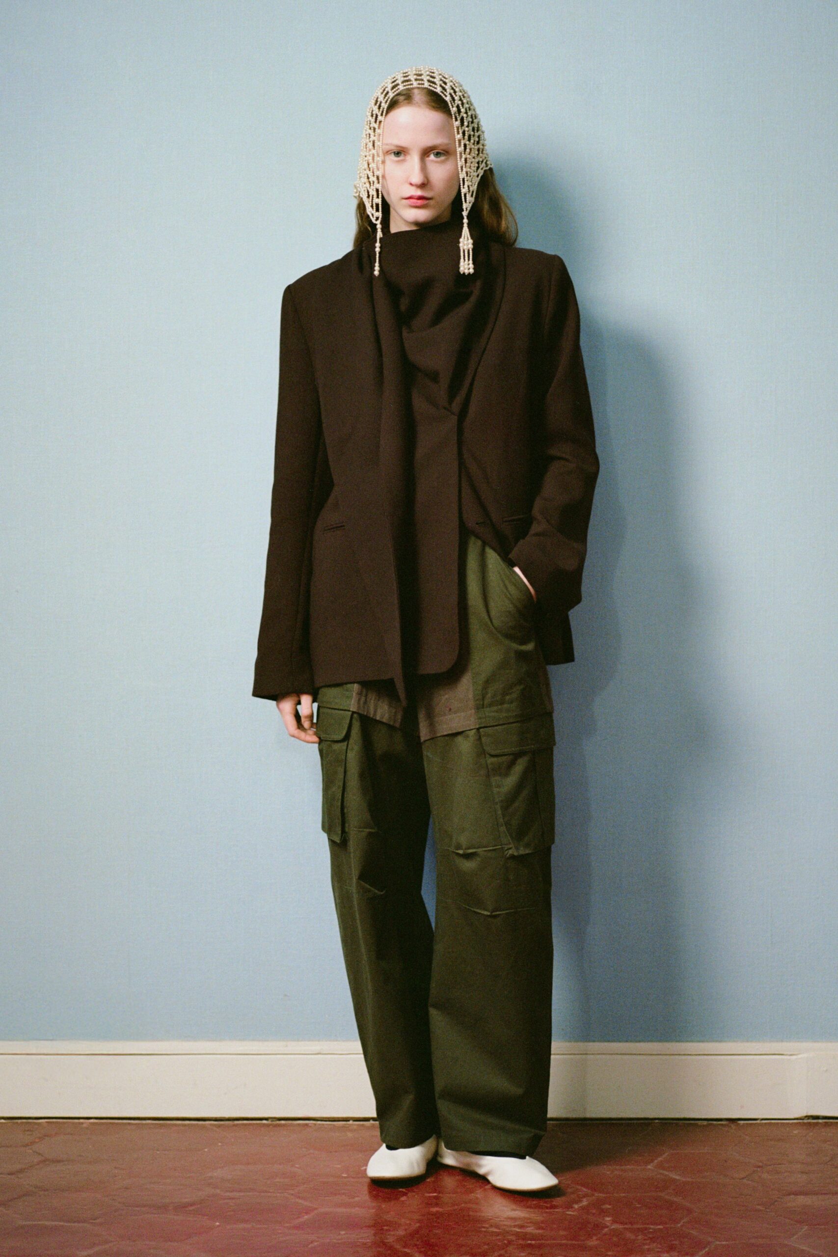 black blazer with cargo pants