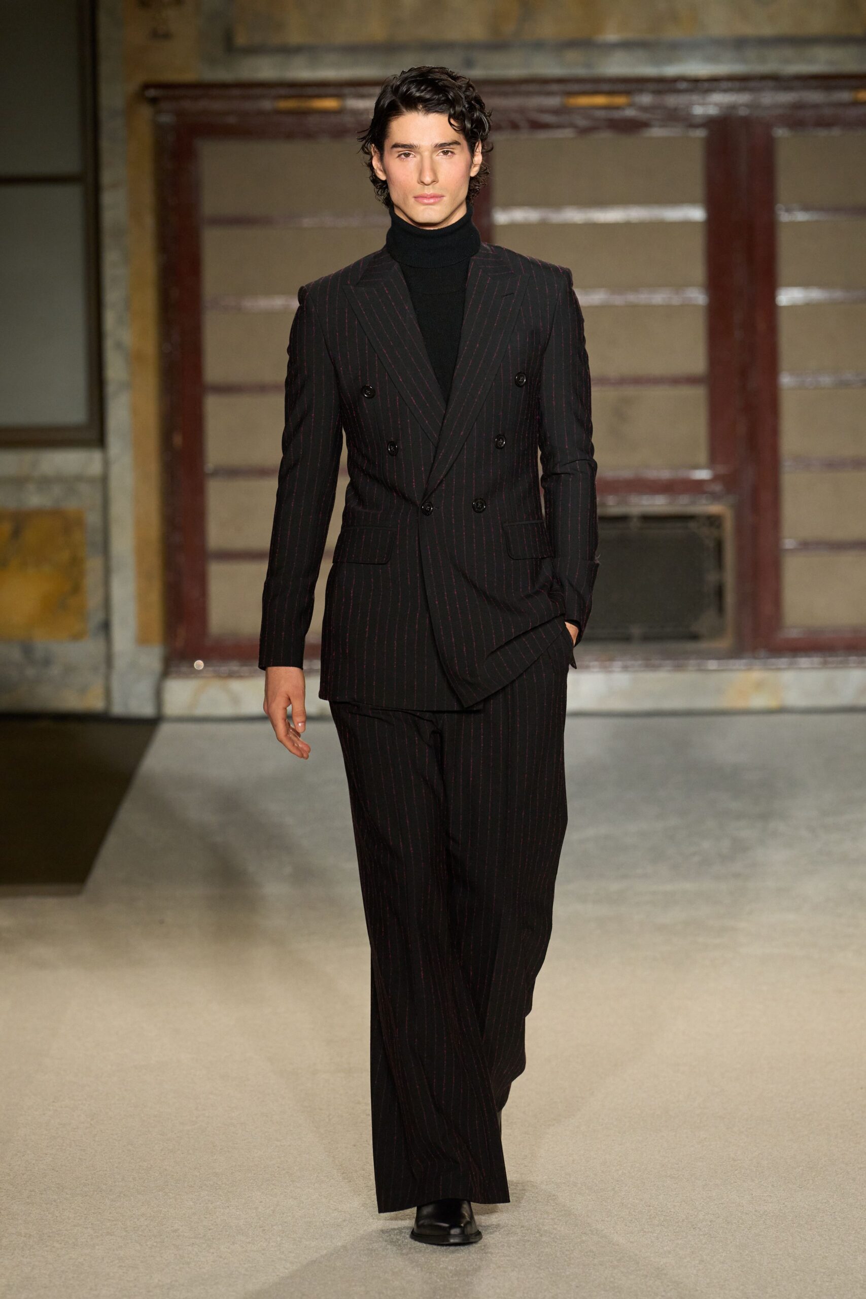 black tailored suit with shoes