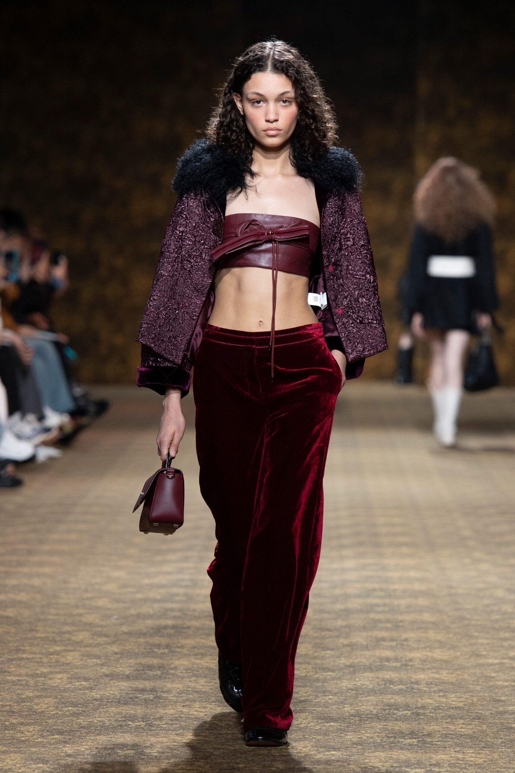 purple silk long-sleeve structured embroidered jacket
