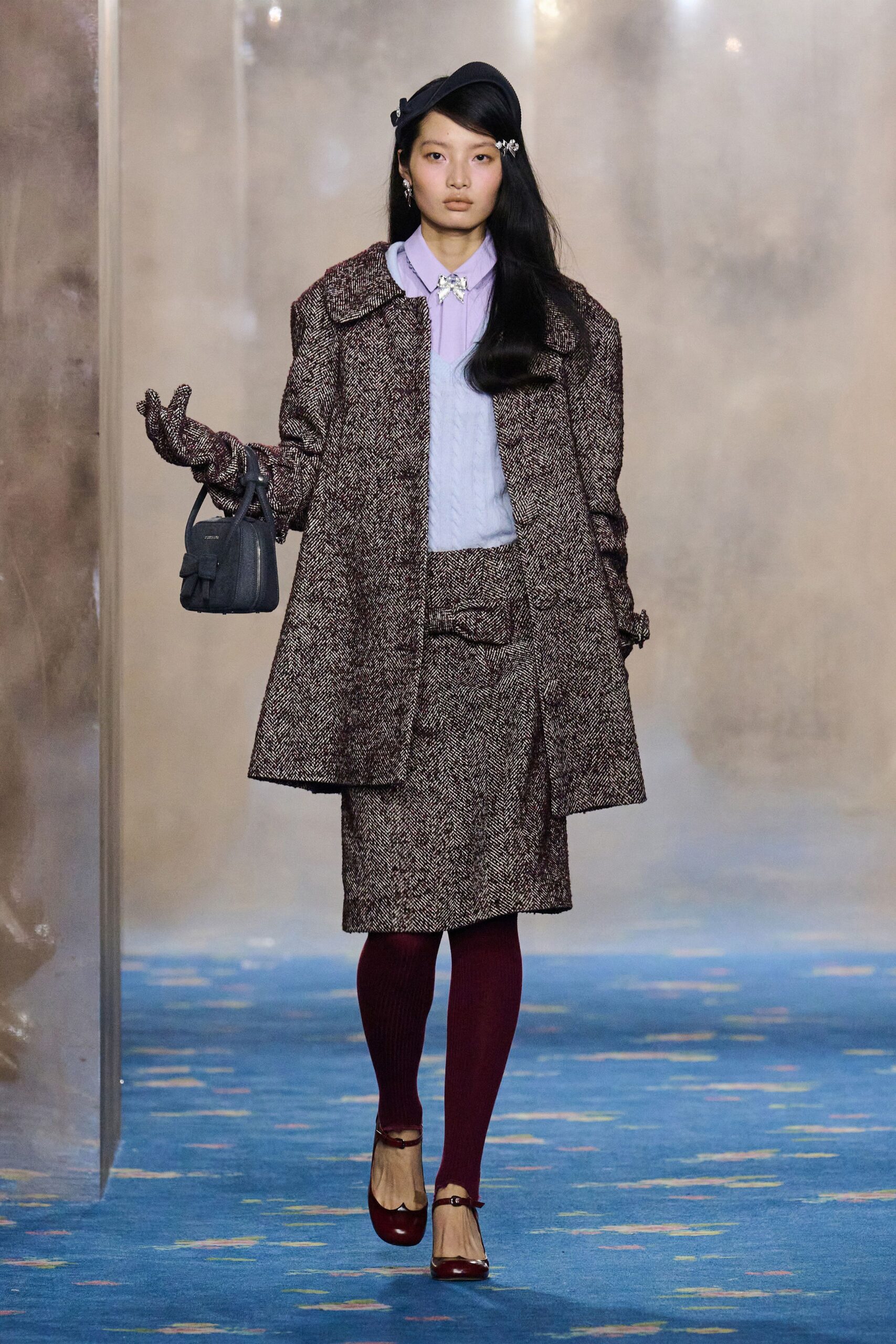 brown tweed coat with skirt
