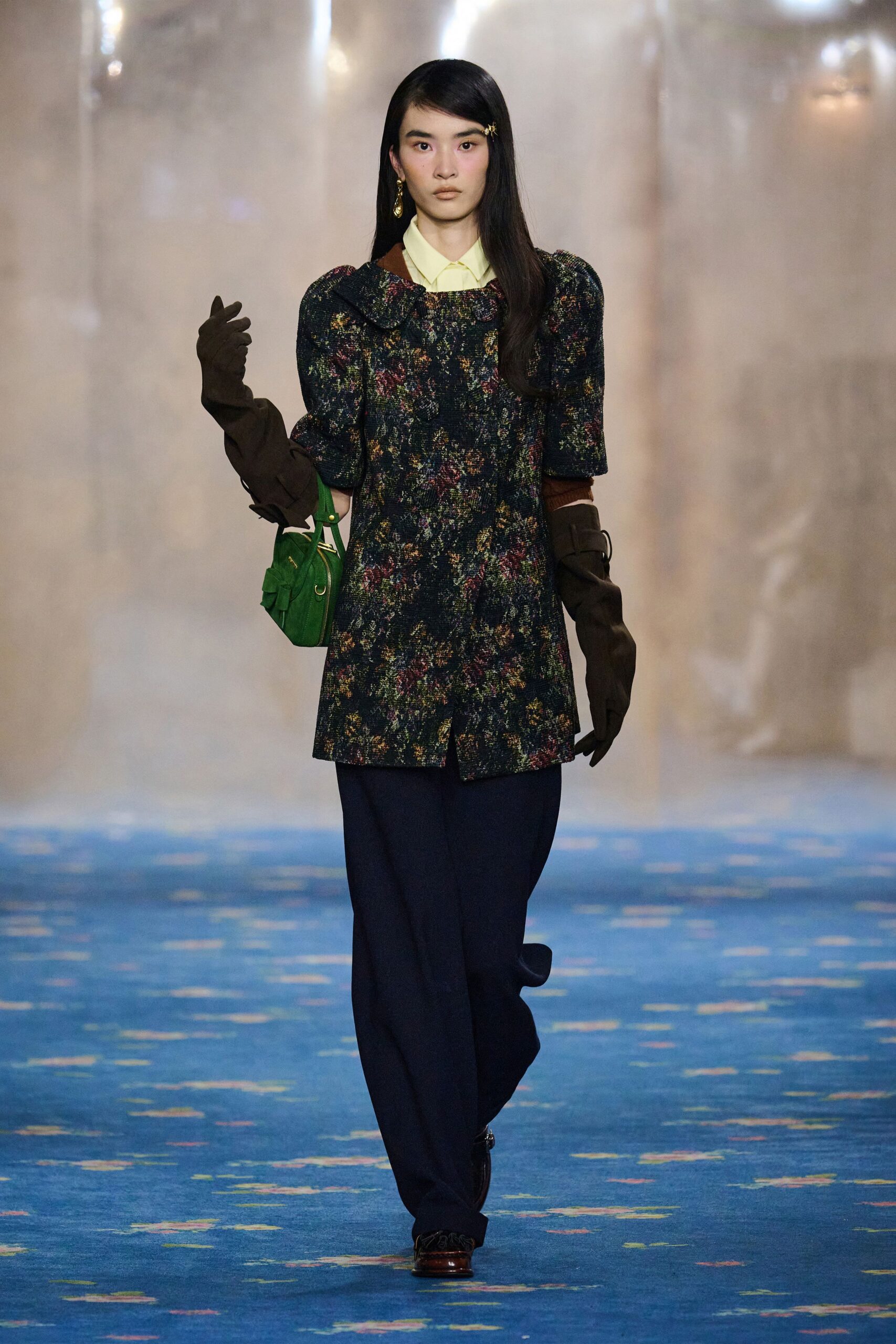floral top with relaxed pants