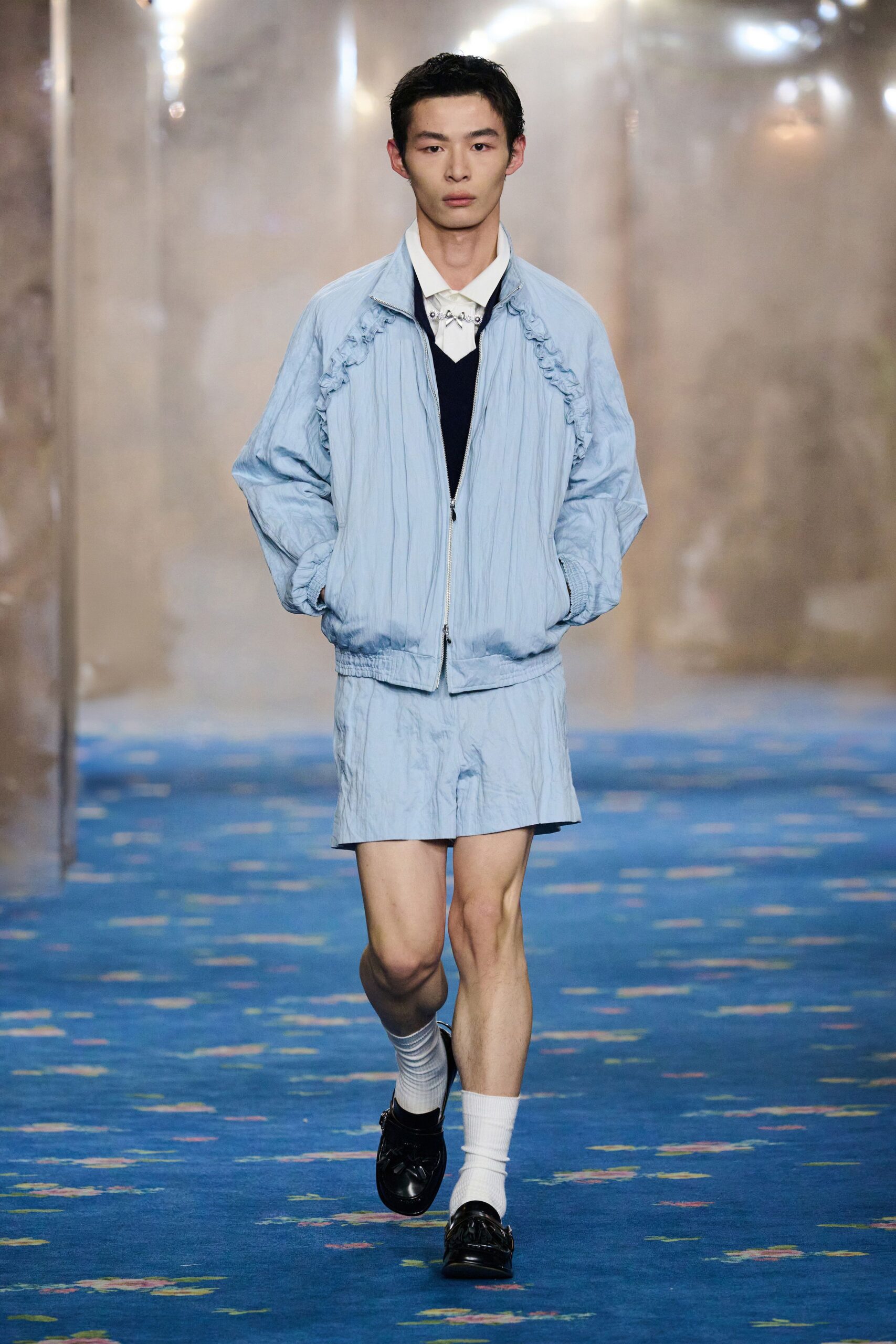 blue relaxed jacket with shorts