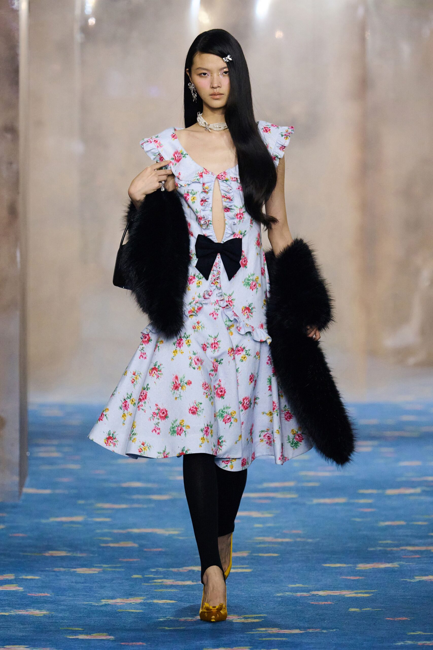 floral midi dress with cape