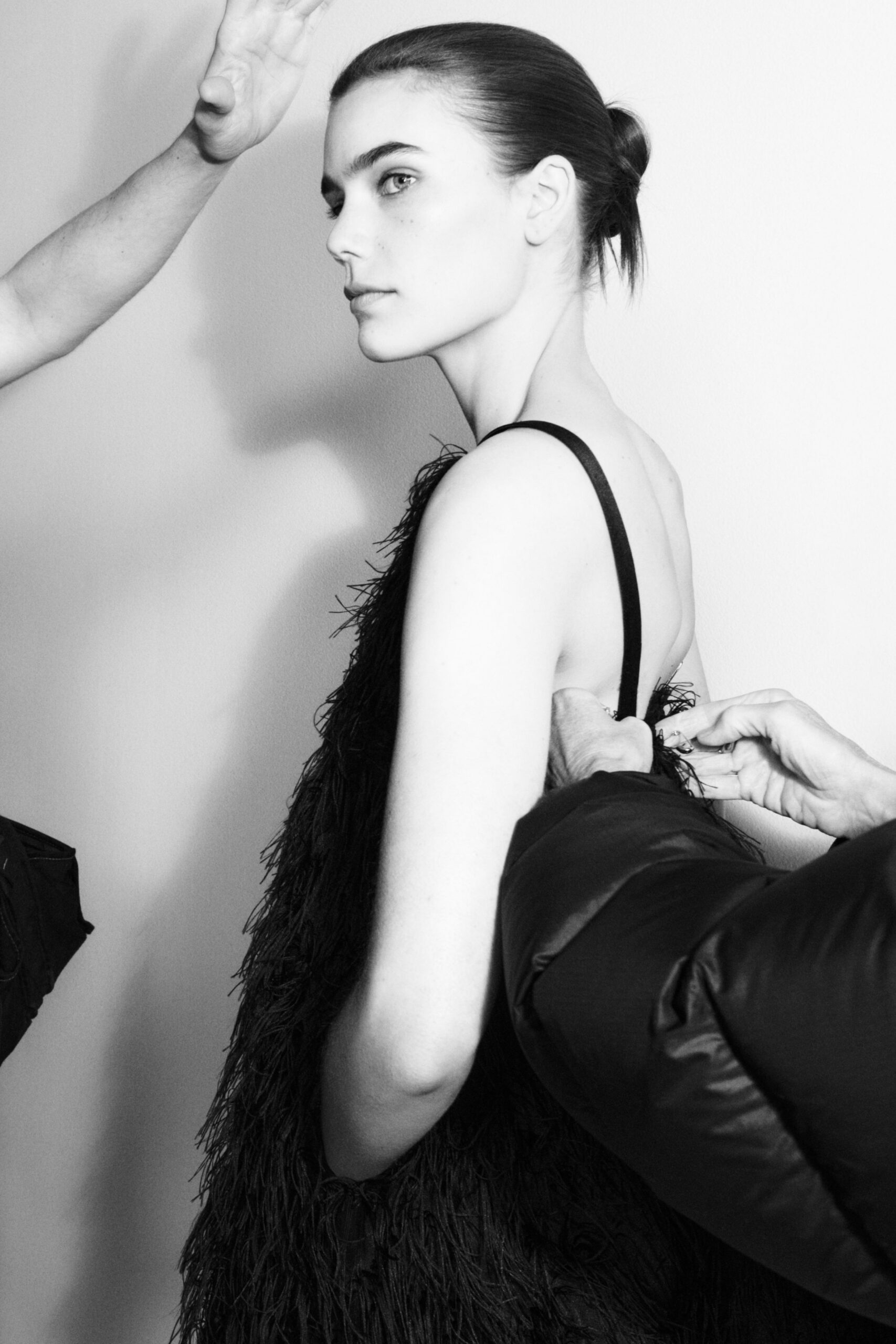 black fur sleeveless dress