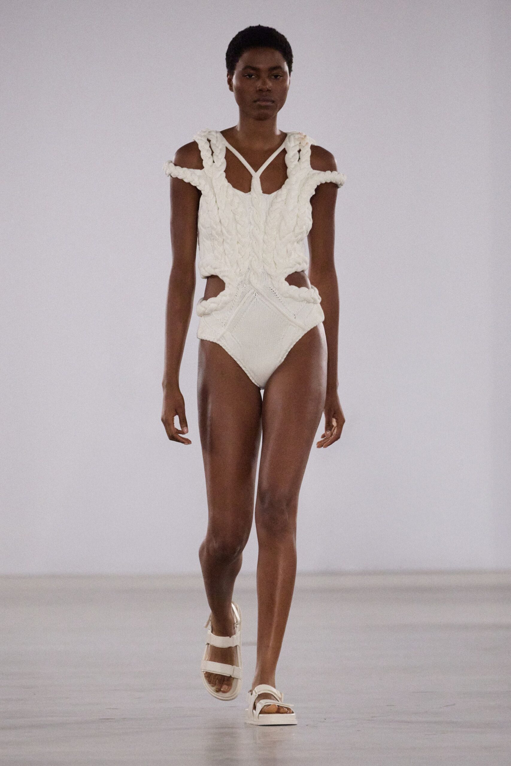 white leather sandals