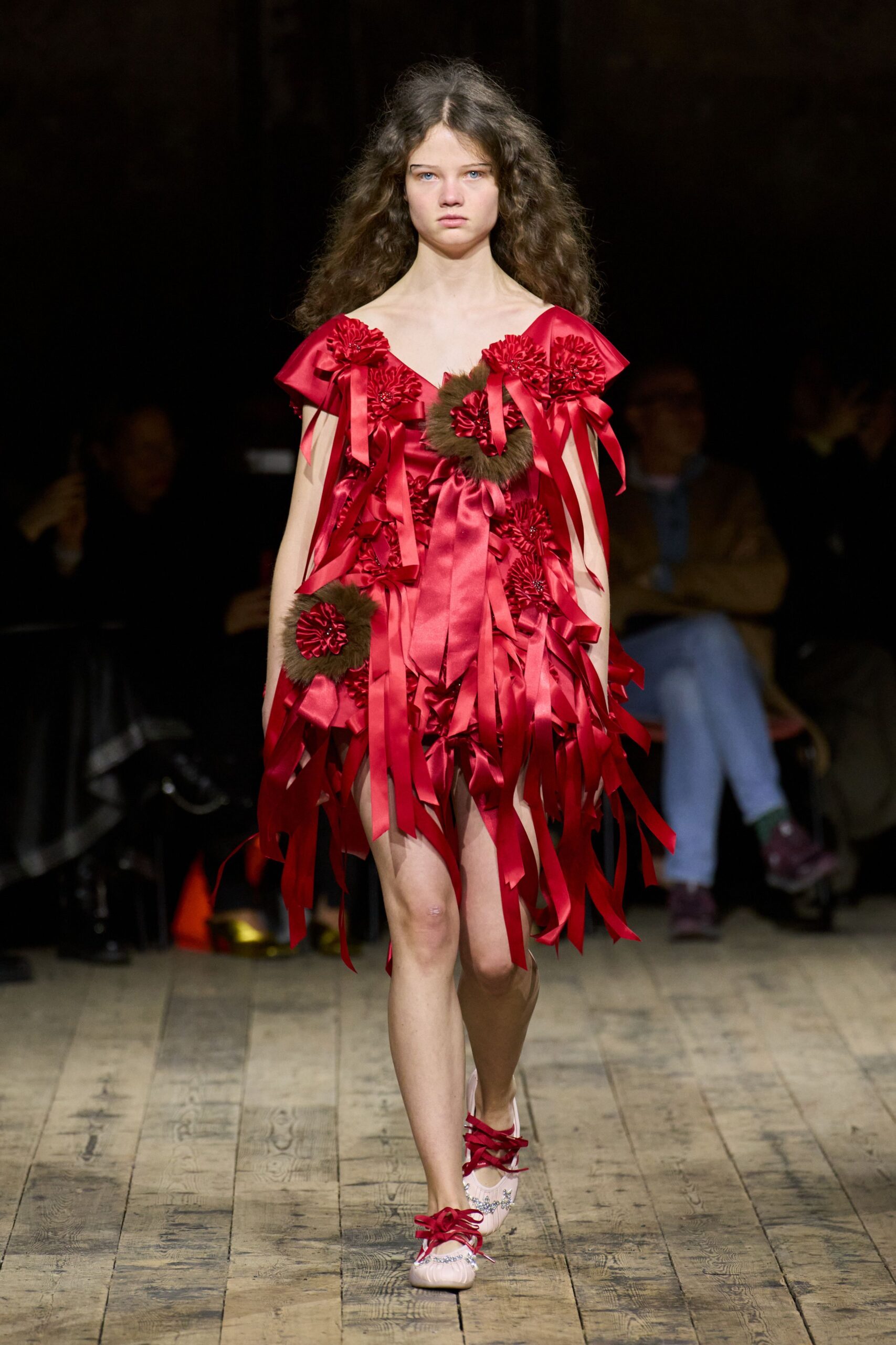 red silk sleeveless fitted ruffled layered mini dress