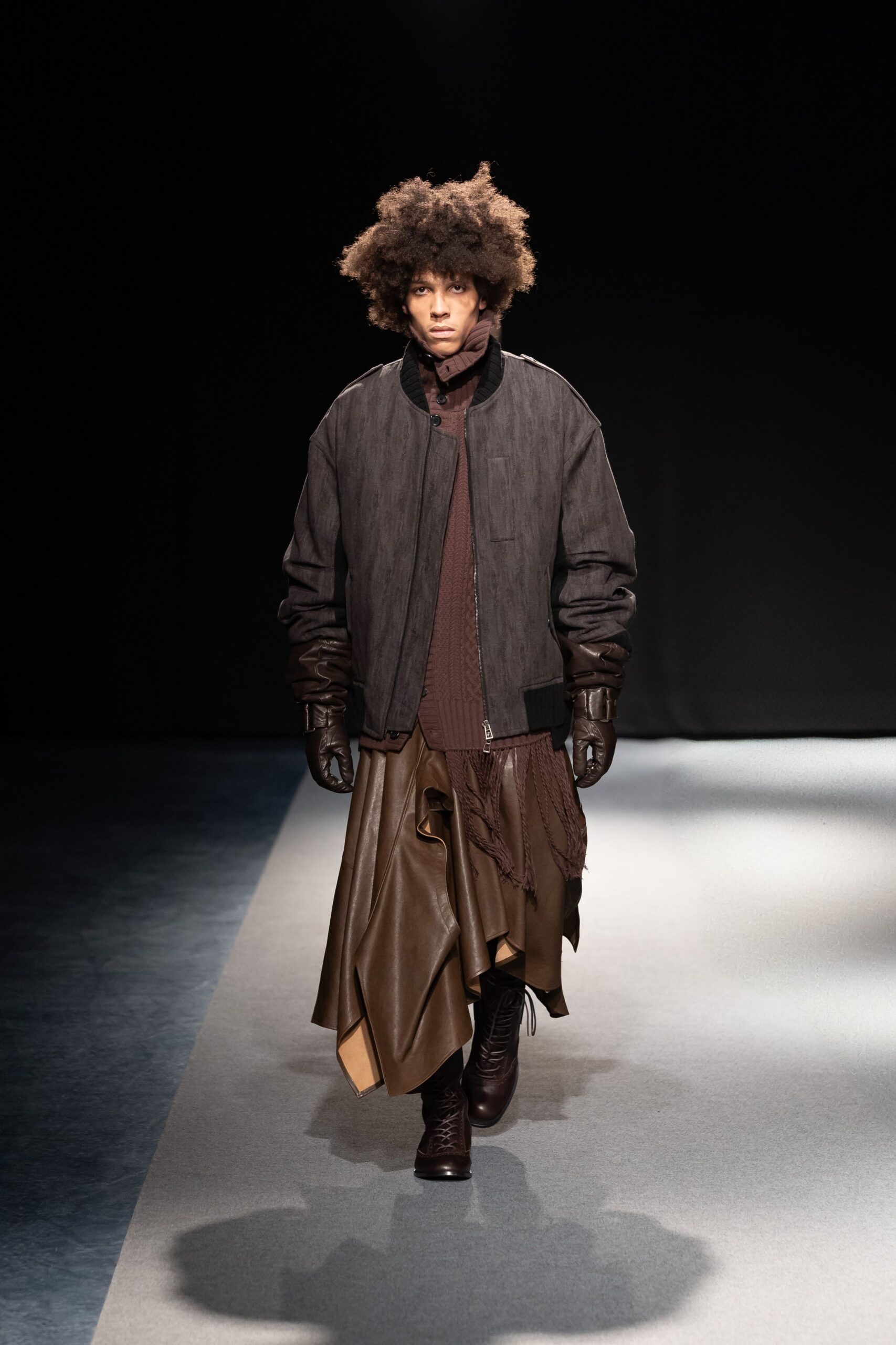brown leather gloves