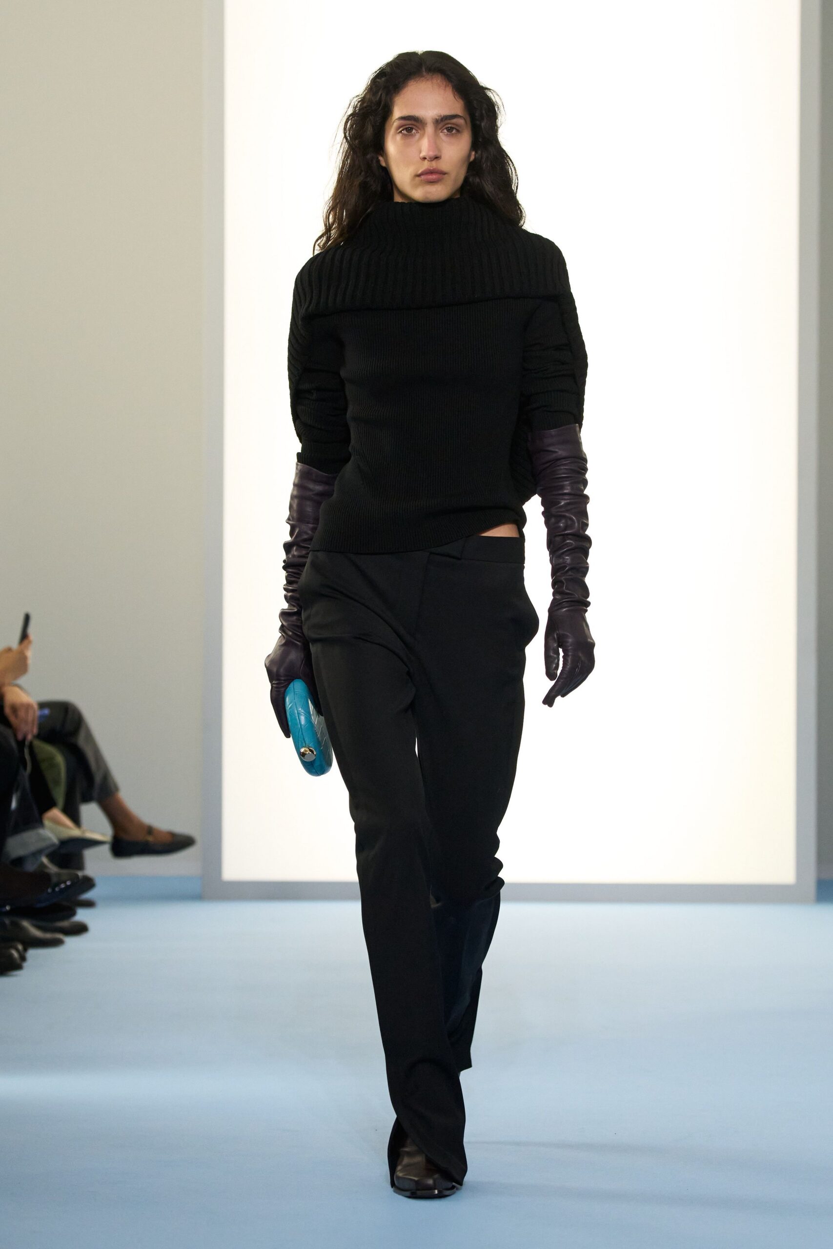 black fitted sweater and pants