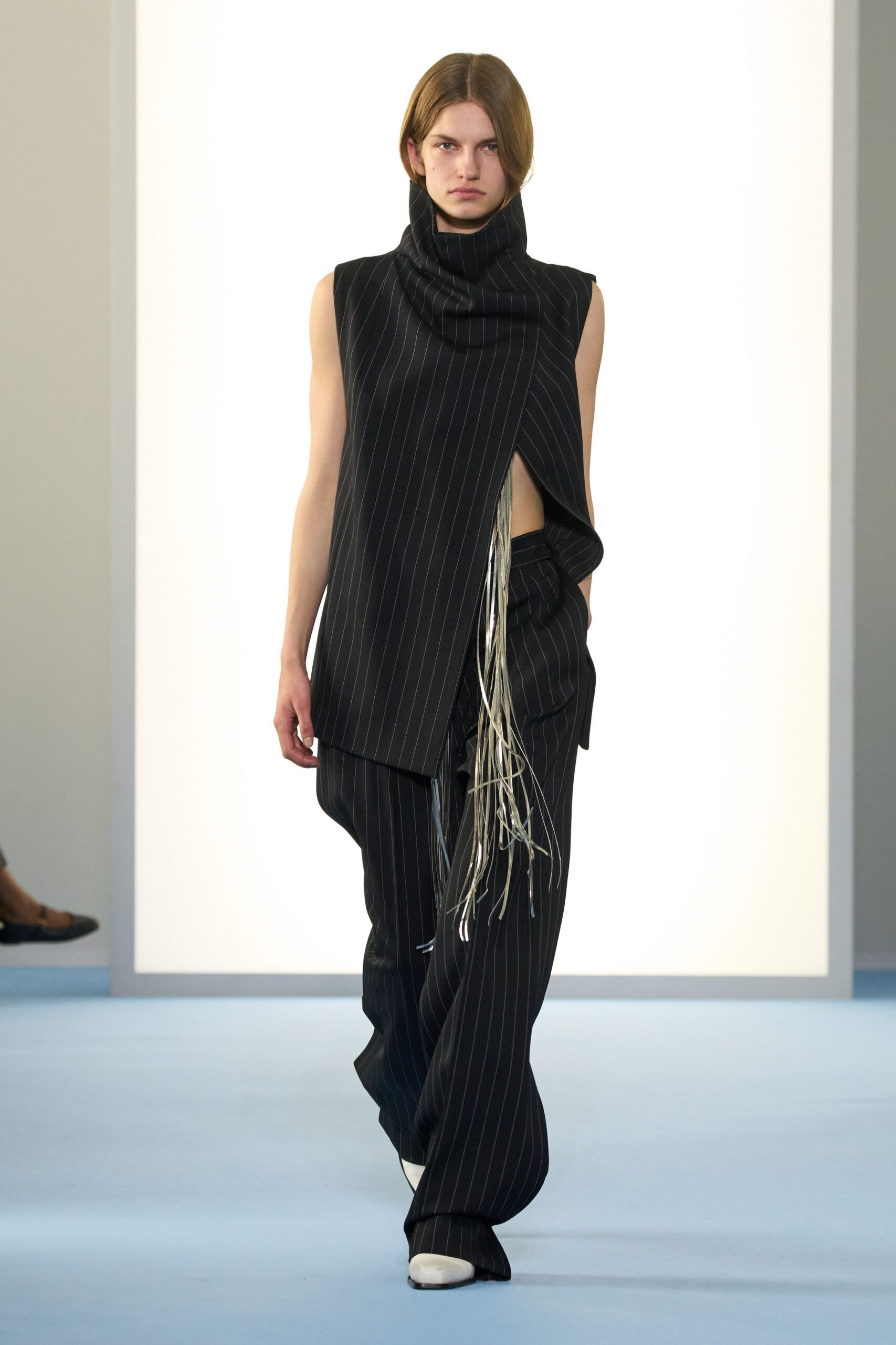 black striped sleeveless top and pants