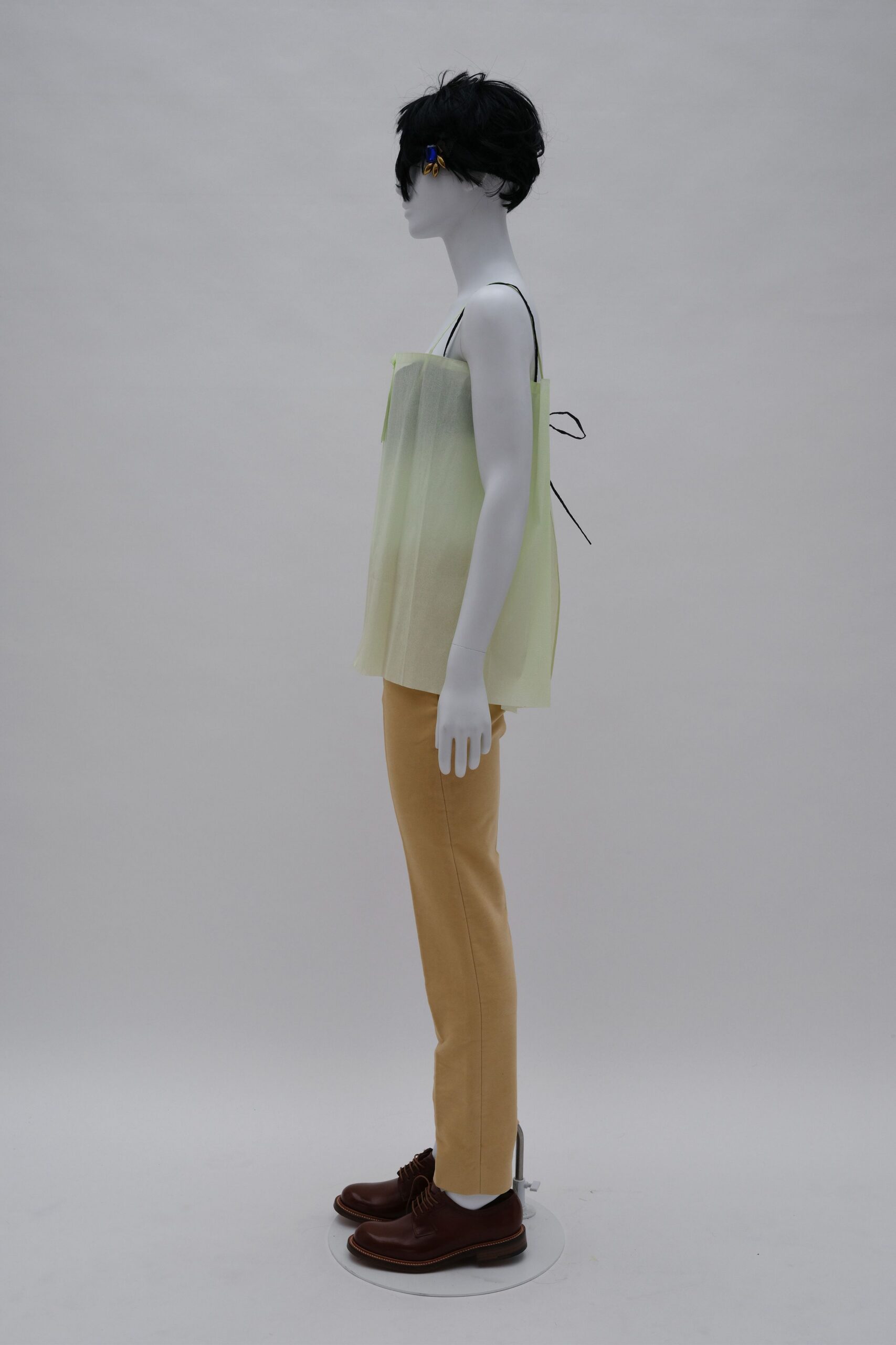 yellow cotton sleeveless relaxed layered sheer top