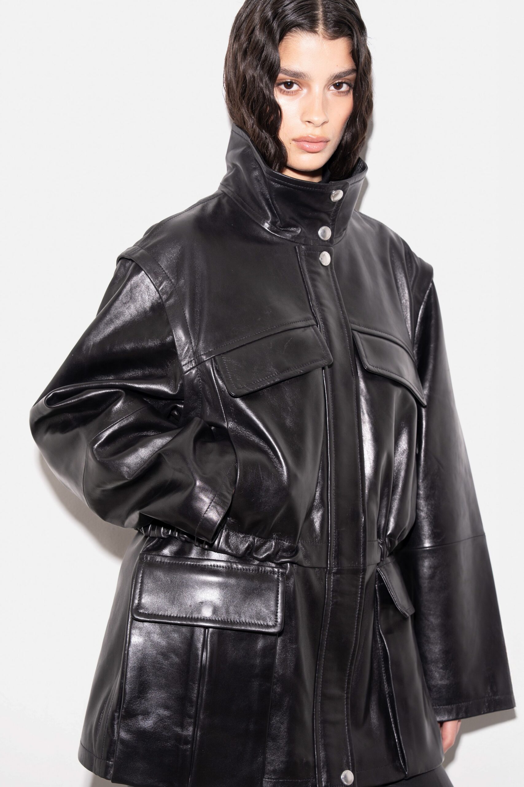 black leather relaxed jacket