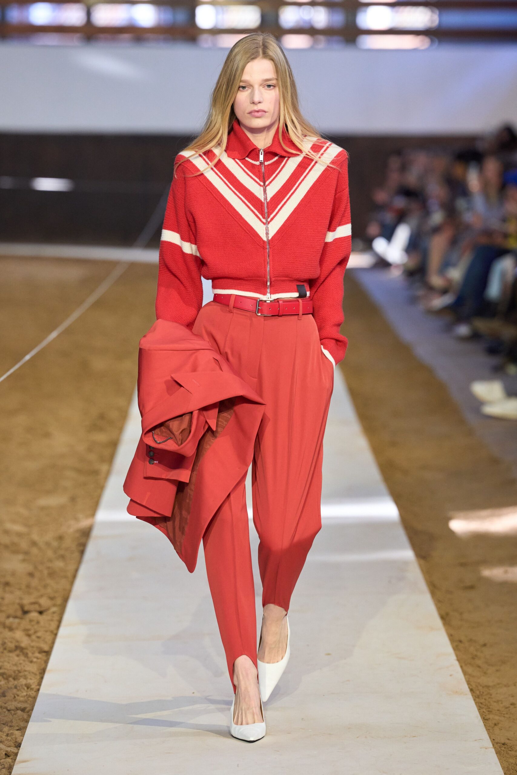 red cotton structured coat