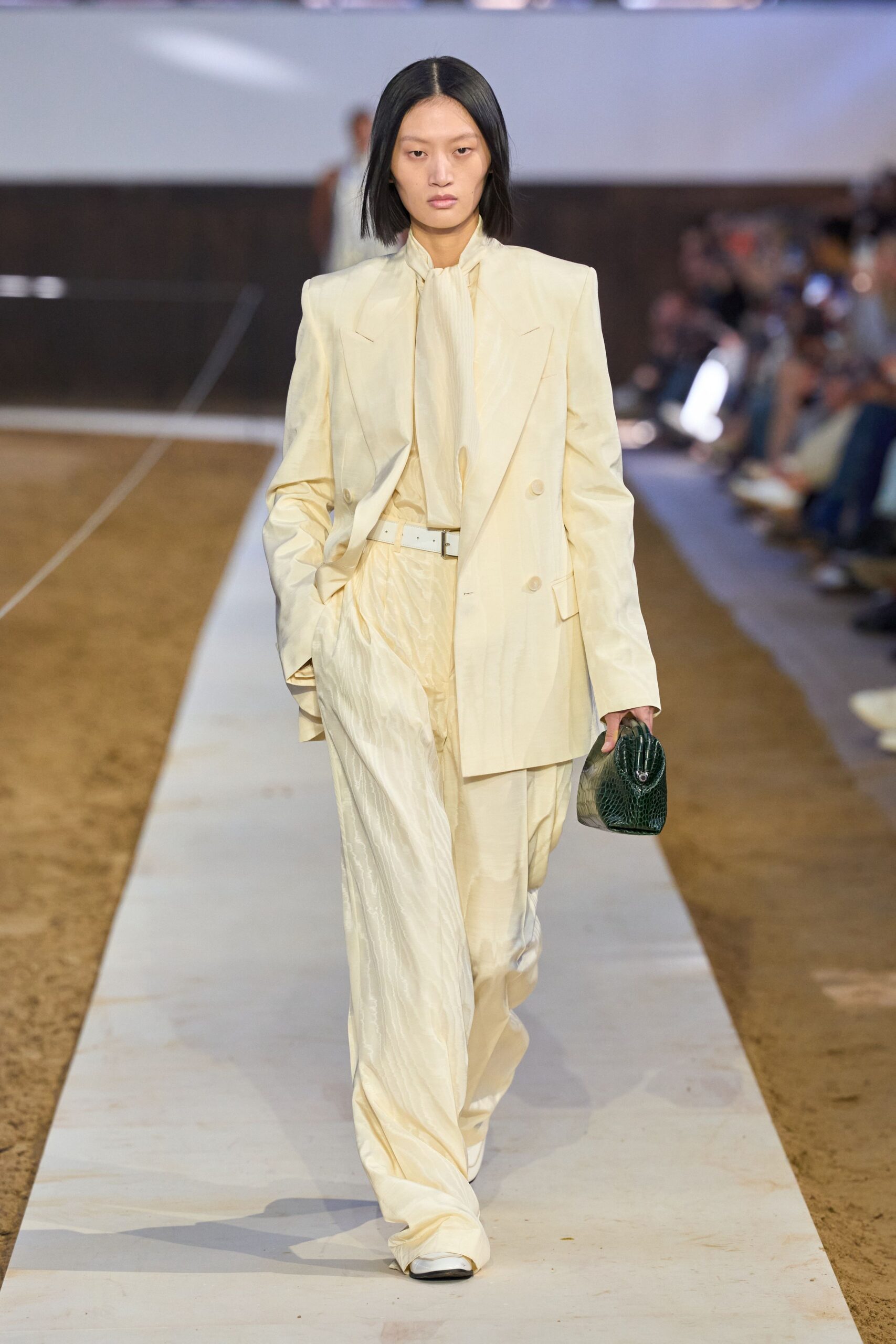 green leather bag