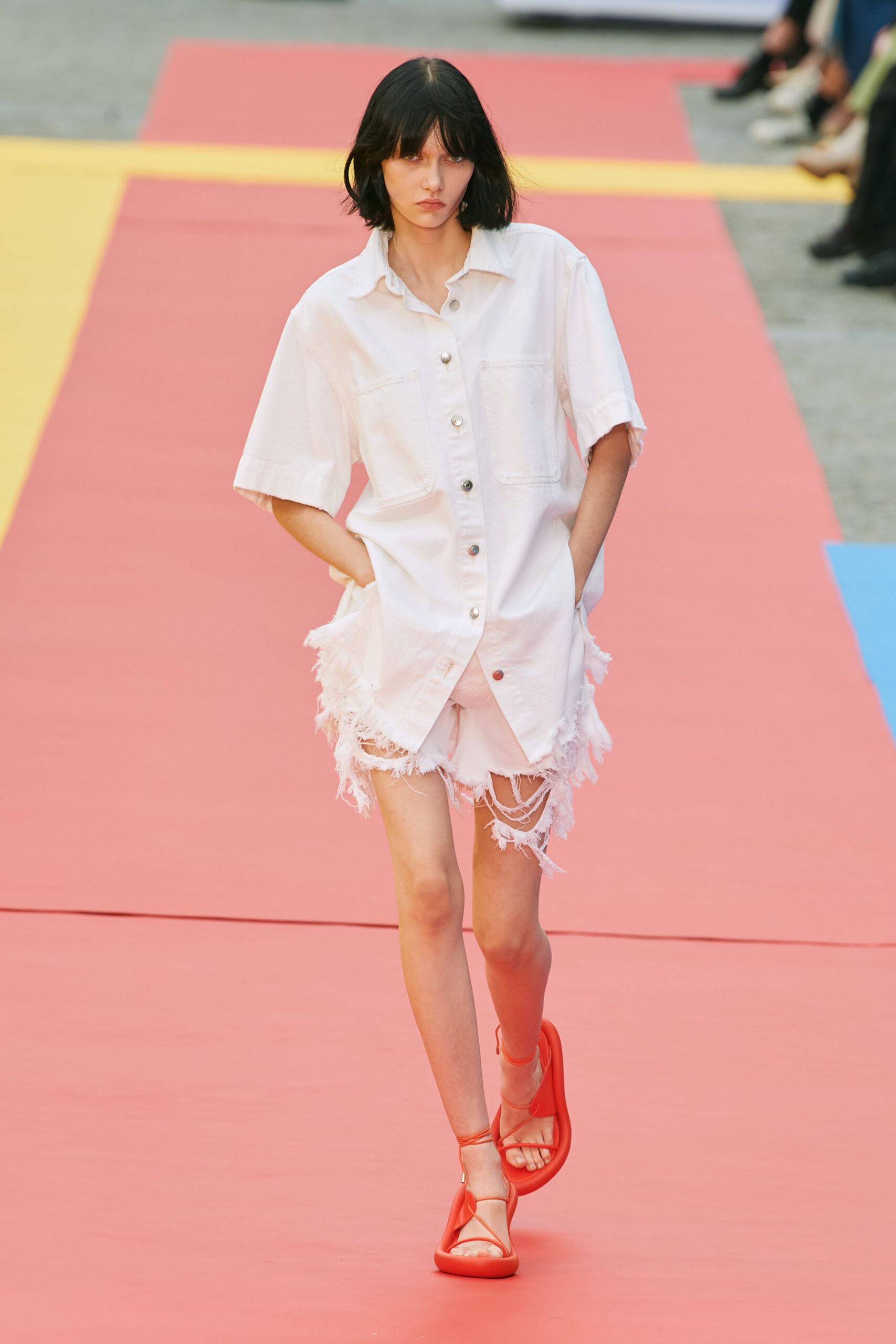 white denim relaxed fringed distressed short shorts