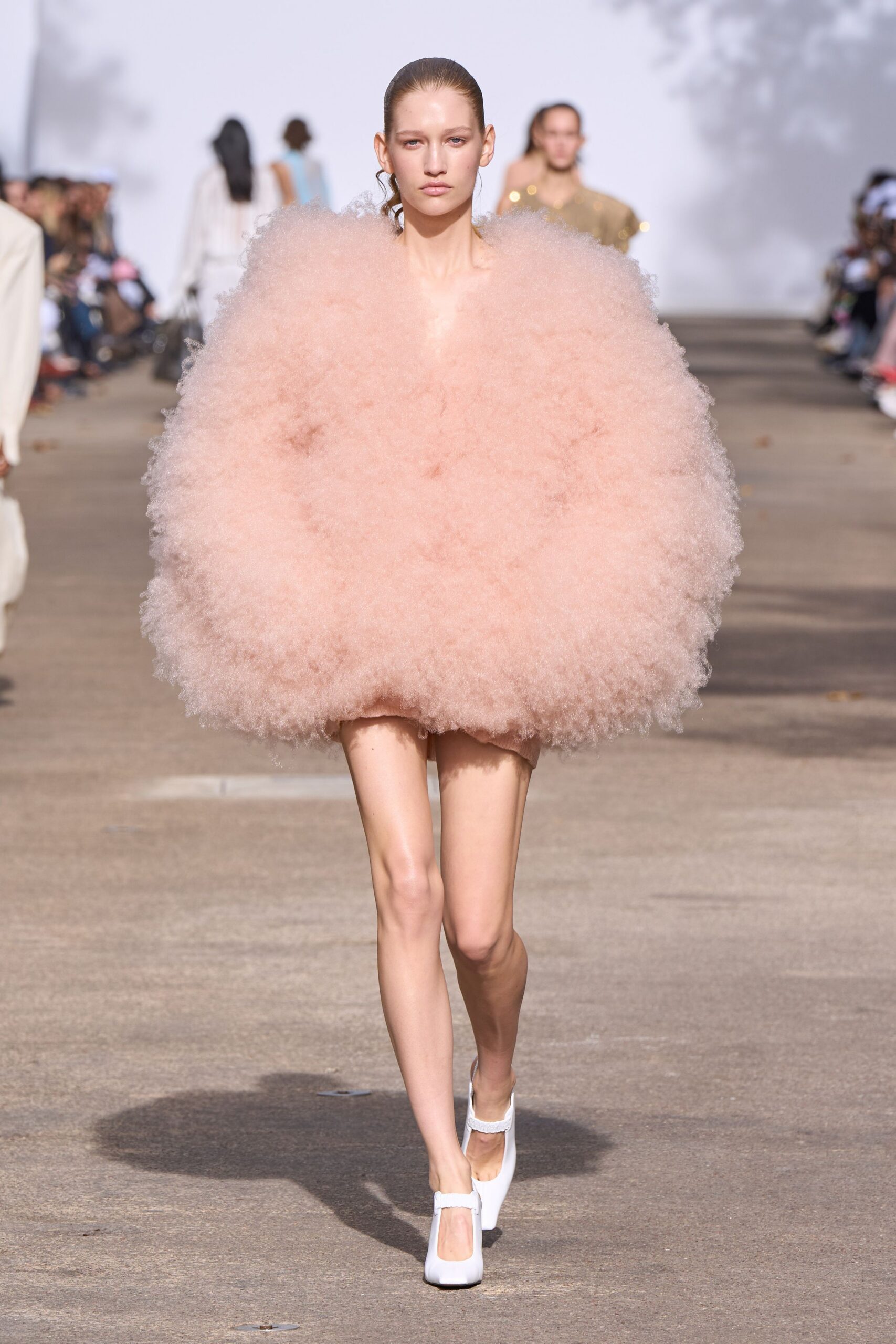 pink tulle sleeveless fitted layered flowing mini dress