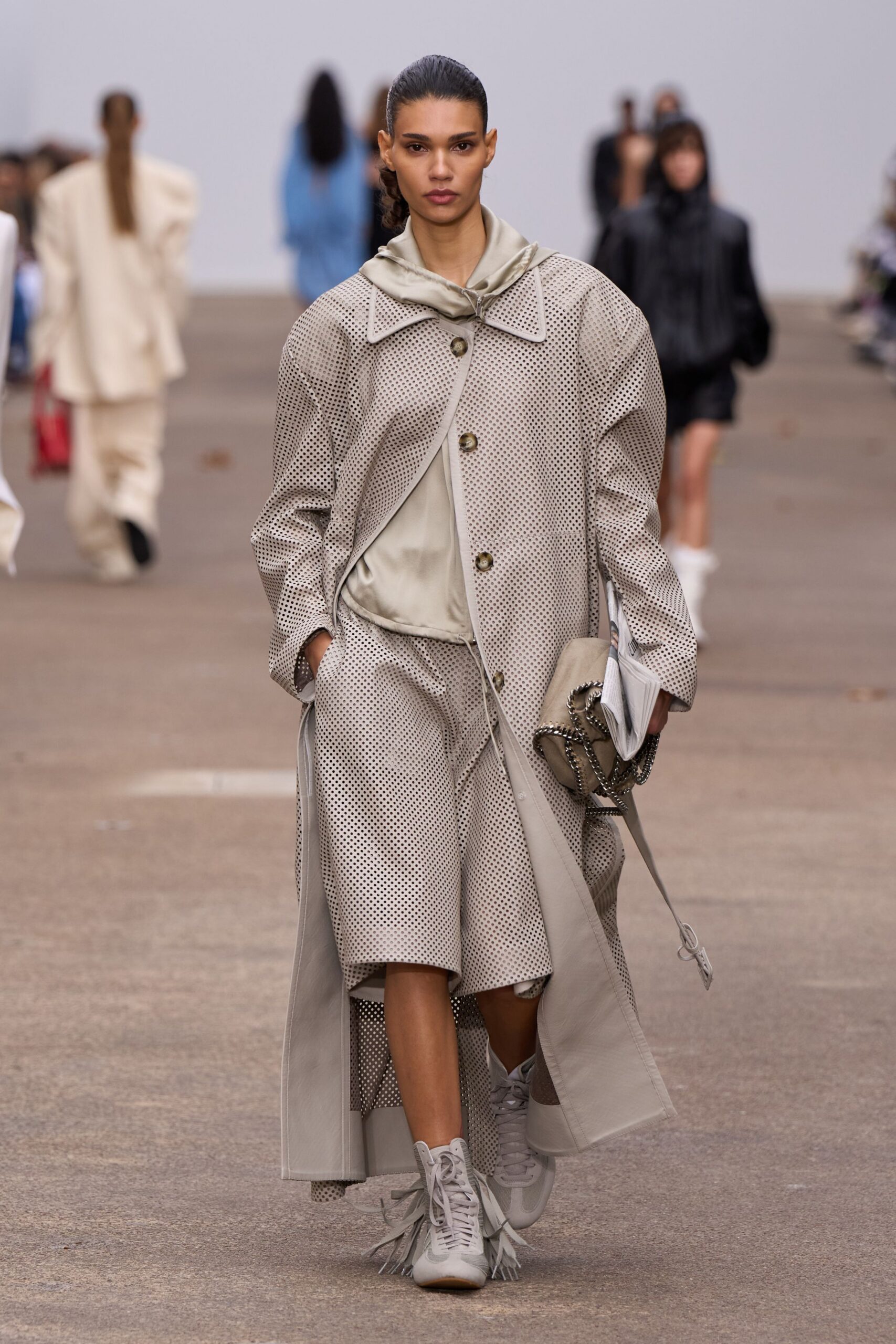 gray leather fitted fringed shoes