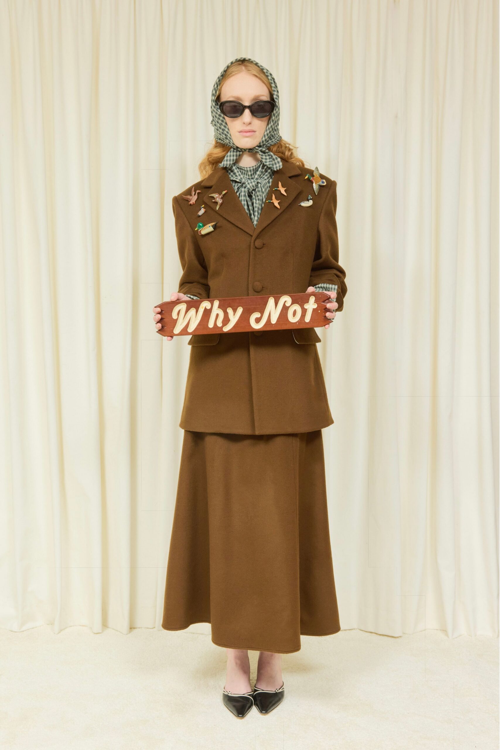 brown wool long-sleeve collared structured buttoned blazer
