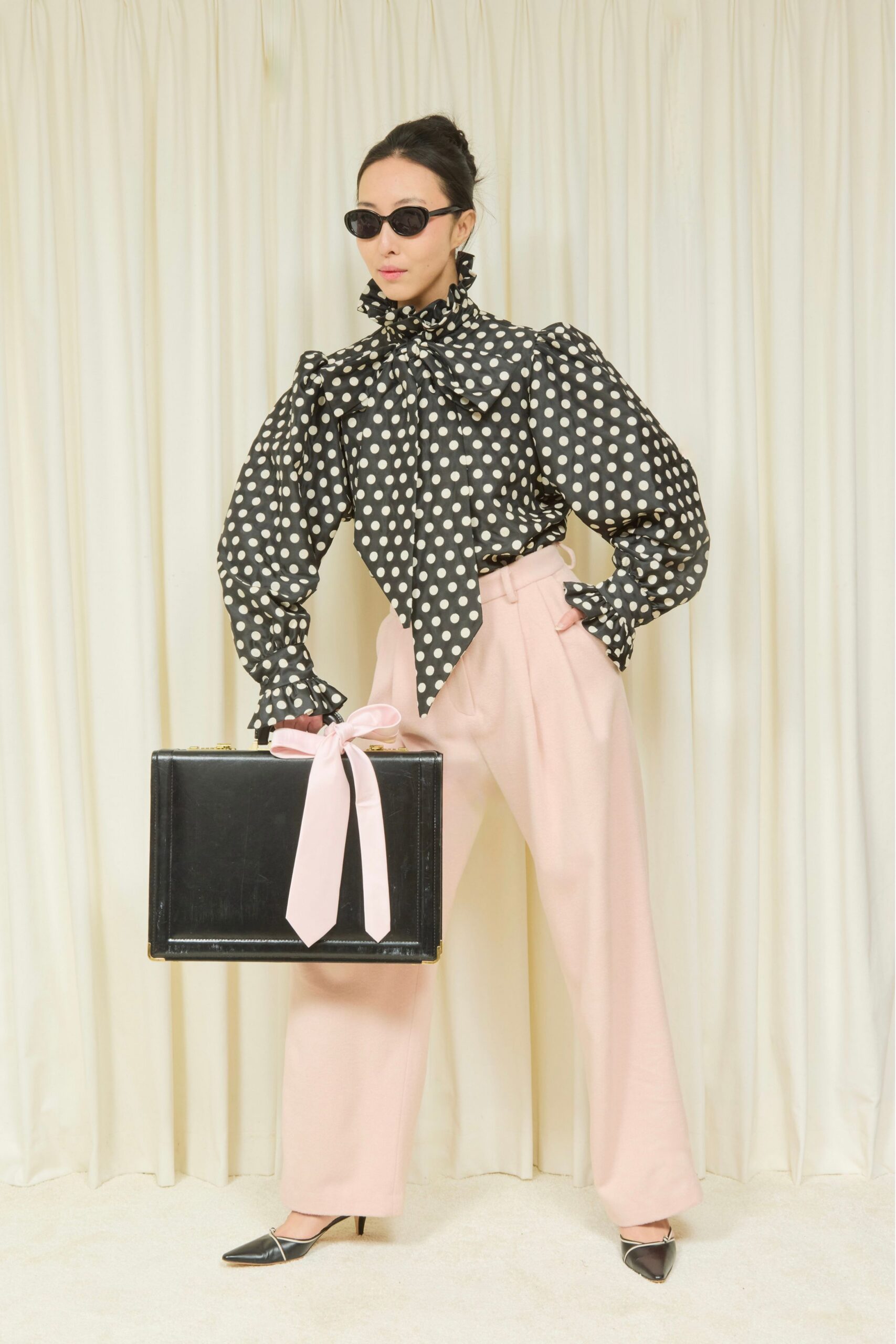 pink cotton relaxed straight-leg pants