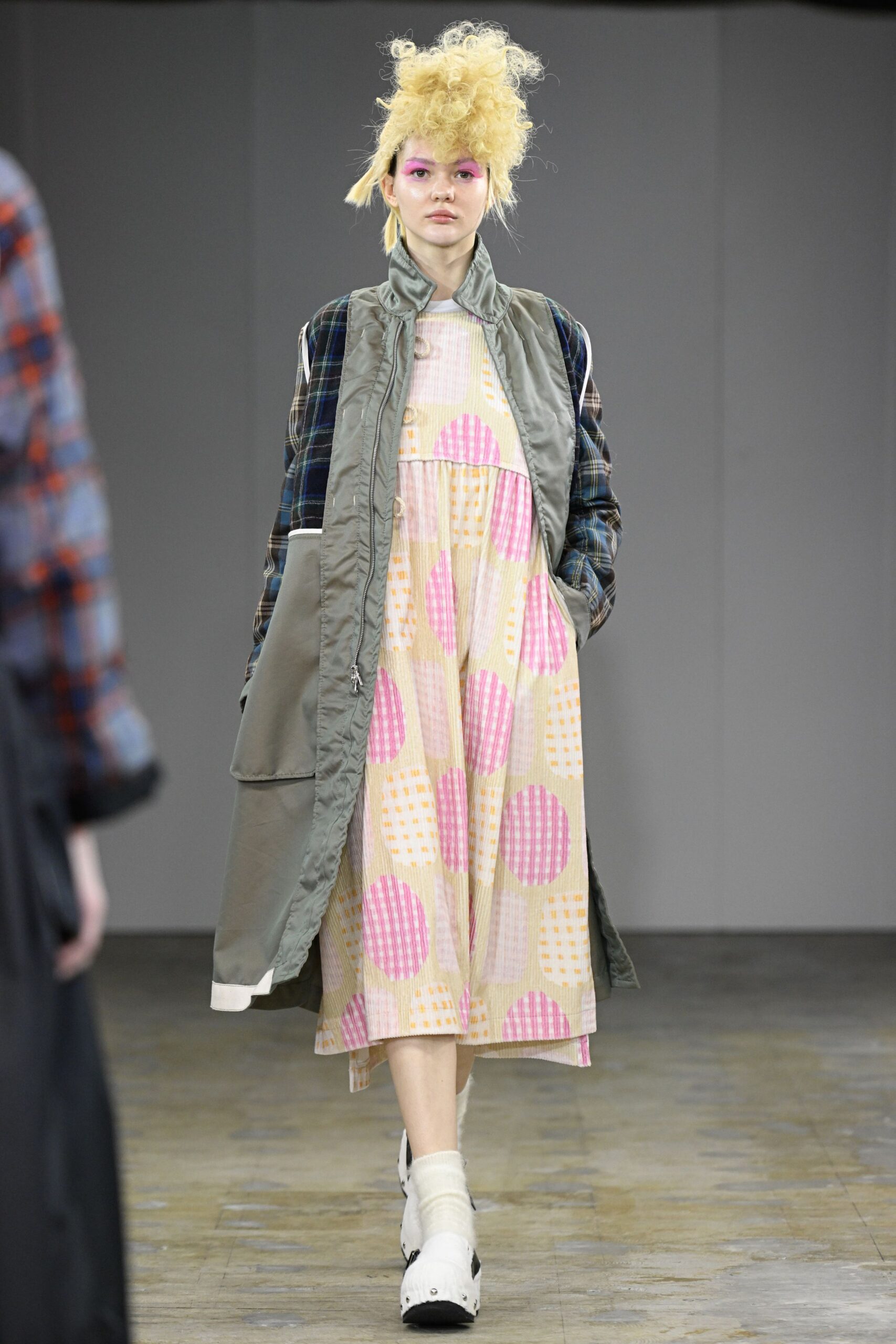 gray cotton long-sleeve oversized layered coat
